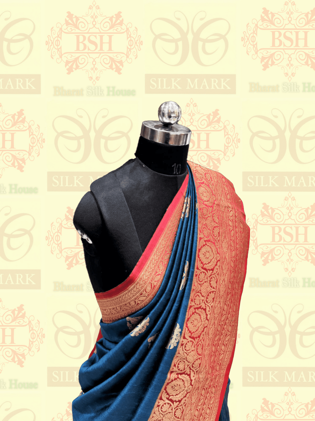 Royal Blue Pure Tussar Moonga Silk Handloom Saree With Zari Border - Bharat Silk House Tussar