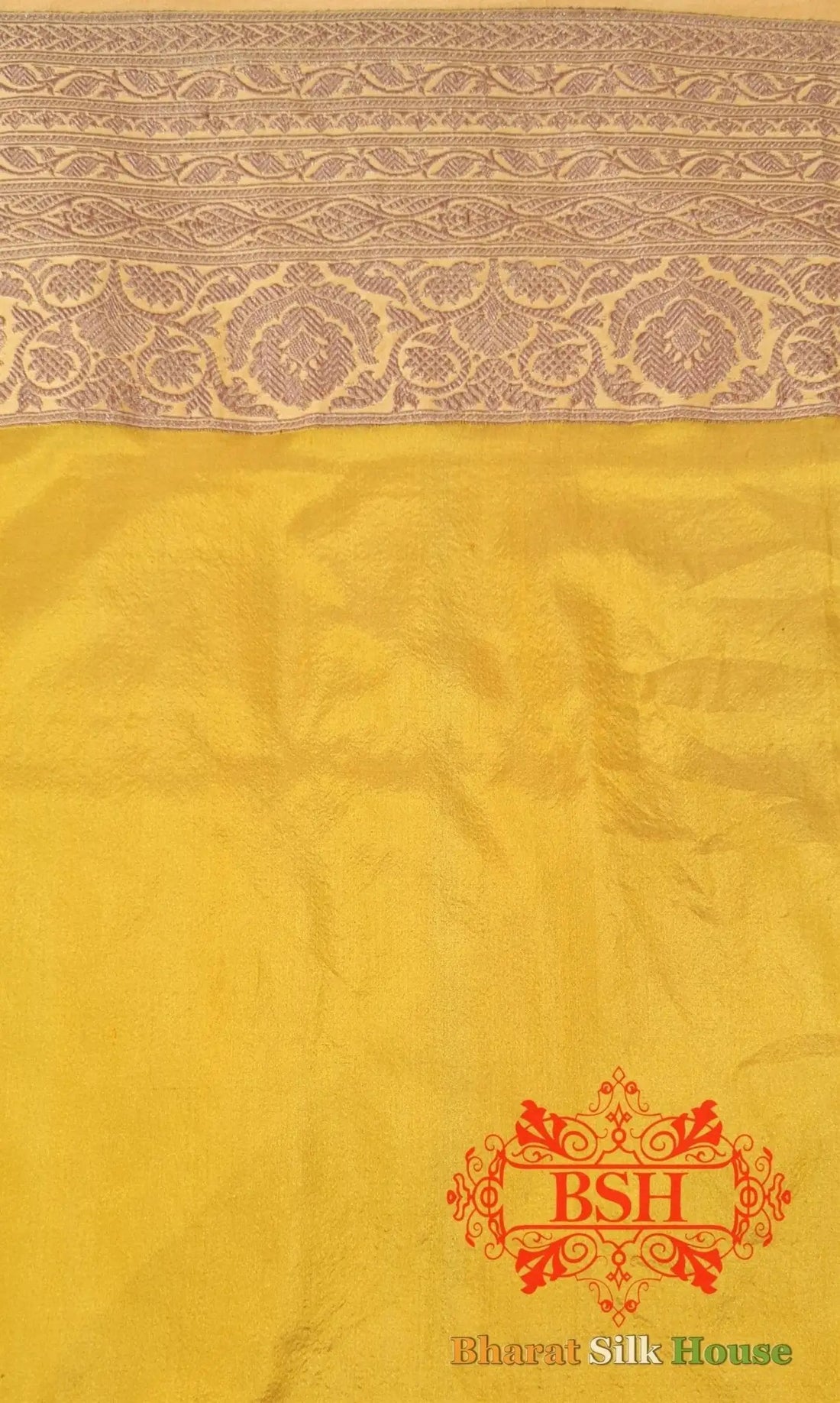 Sepia Pure Tussar Moonga Silk Handloom Saree With Zari Border - Bharat Silk House Tussar