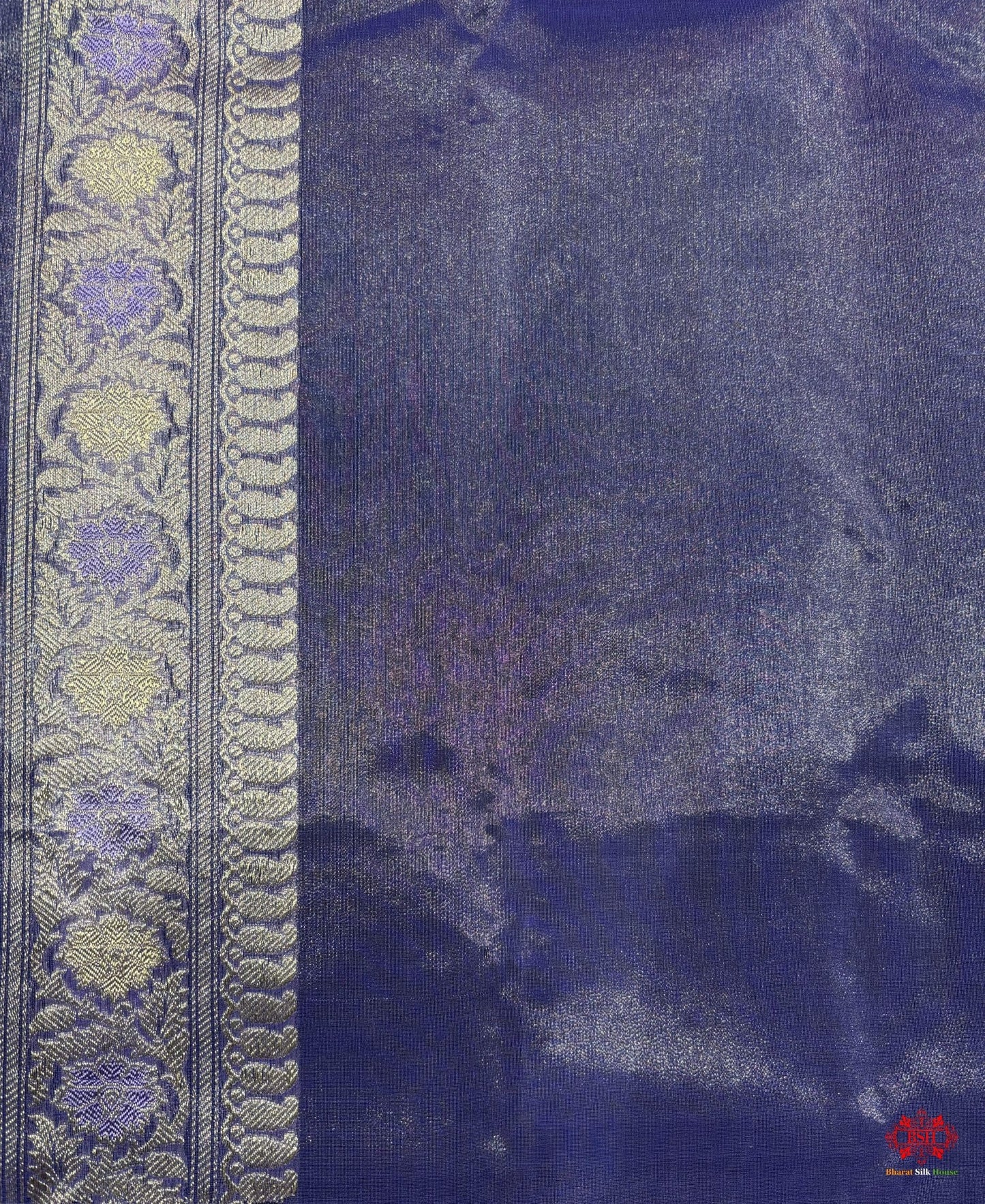 Shade Of Blue Pure Tissue Meena Floral Jaal Silk Saree - Bharat Silk House Tissue Silk