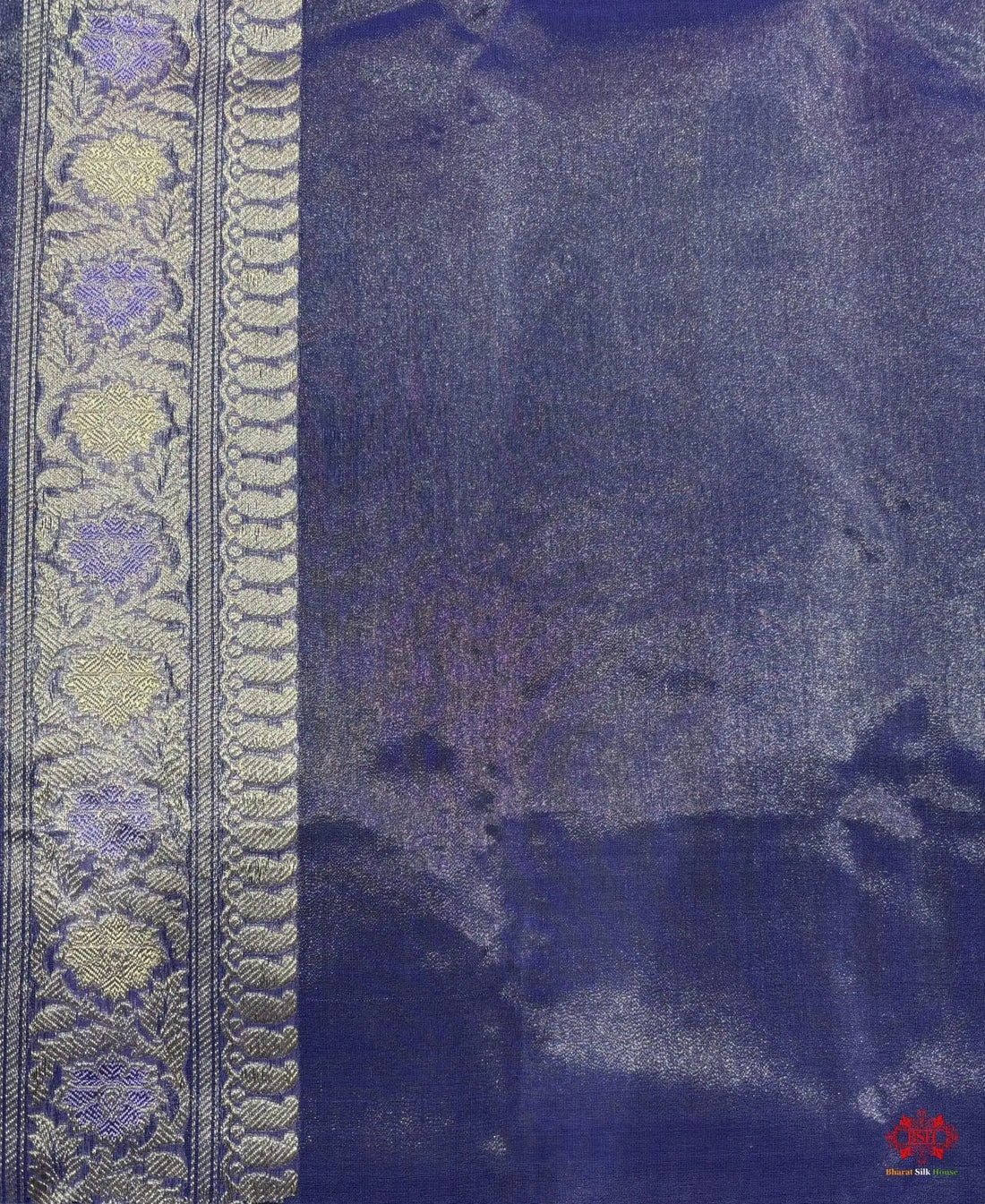 Shade Of Blue Pure Tissue Meena Floral Jaal Silk Saree - Bharat Silk House Tissue Silk