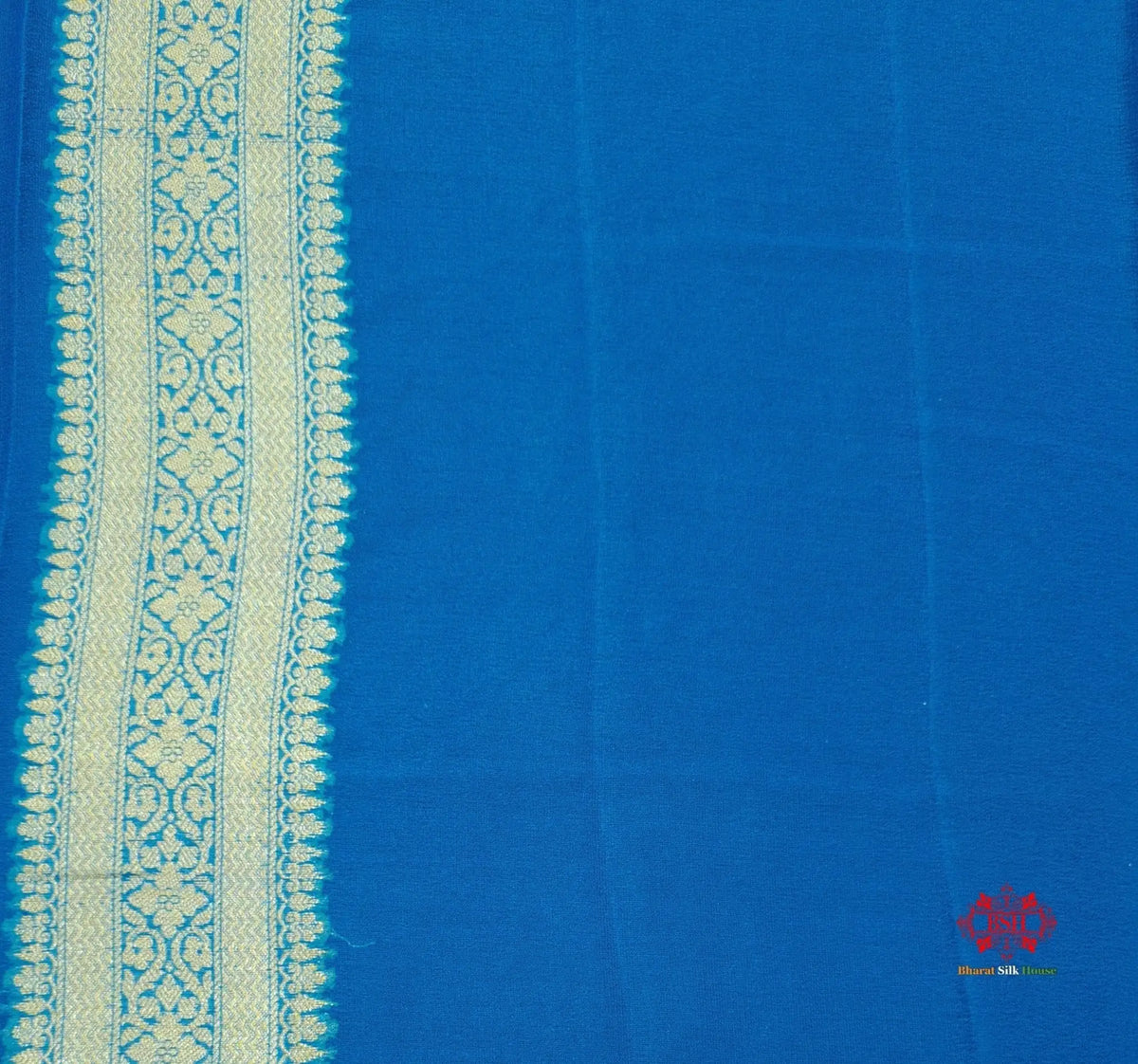 Shade Of Firozi Pure Chiffon Reshmi Meena Zari Pure Banarasi Silk Saree - Bharat Silk House Chiffon Sarees