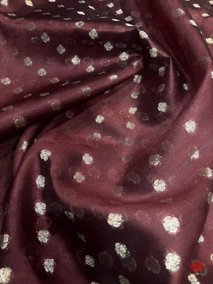 Shade Of Garnet With Blue Border Pure Dupion Silk Saree - Bharat Silk House Dupion Silk