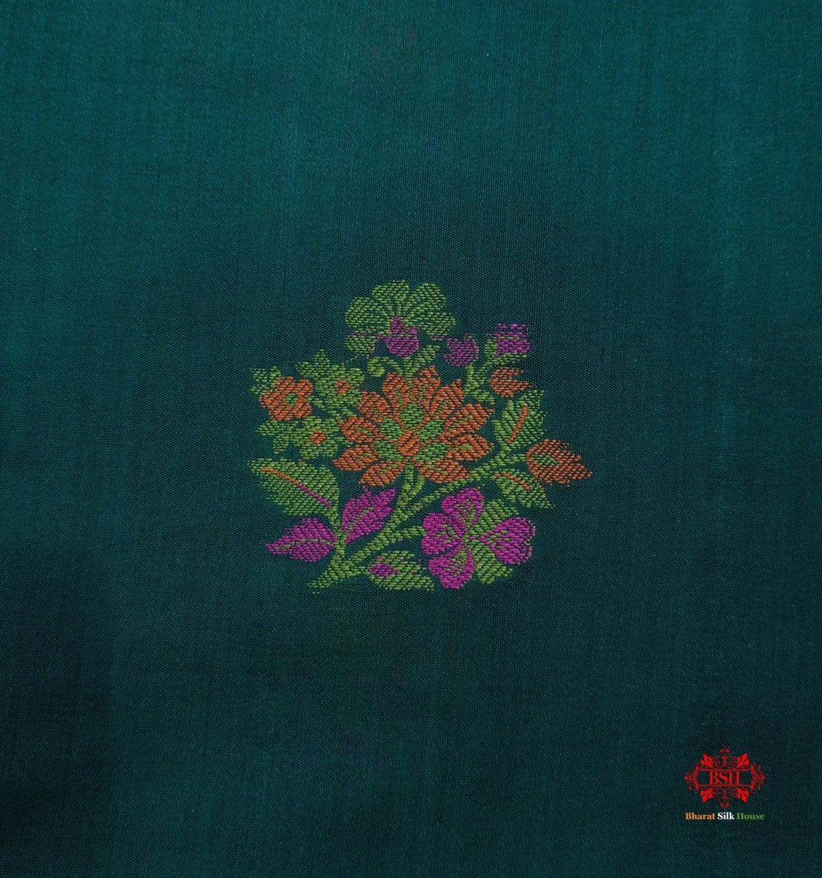 Shade Of Green Pure Chiniya Silk Saree With Meena Floral Booti - Bharat Silk House Chiniya Saree
