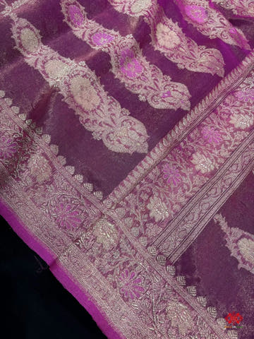 Shade Of Pink Pure Tissue Meena Floral Jaal Silk Saree - Bharat Silk House Tissue Silk