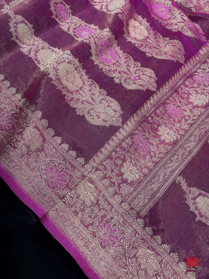 Shade Of Pink Pure Tissue Meena Floral Jaal Silk Saree - Bharat Silk House Tissue Silk