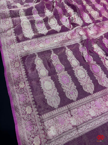 Shade Of Pink Pure Tissue Meena Floral Jaal Silk Saree - Bharat Silk House Tissue Silk