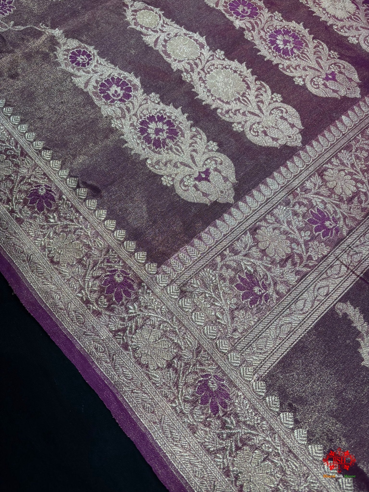 Shade Of Rani Pure Tissue Meena Floral Jaal Silk Saree - Bharat Silk House Tissue Silk