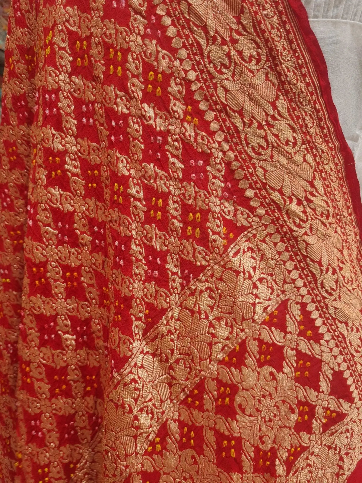 Shade Of Red Georgette Banarasi Handloom Bandhani Dupatta - Bharat Silk House Bandhej