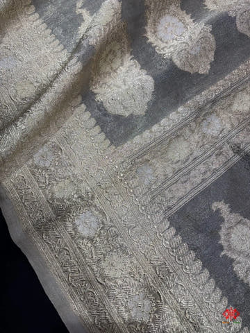 Shade Of White Pure Tissue Meena Floral Jaal Silk Saree - Bharat Silk House Tissue Silk