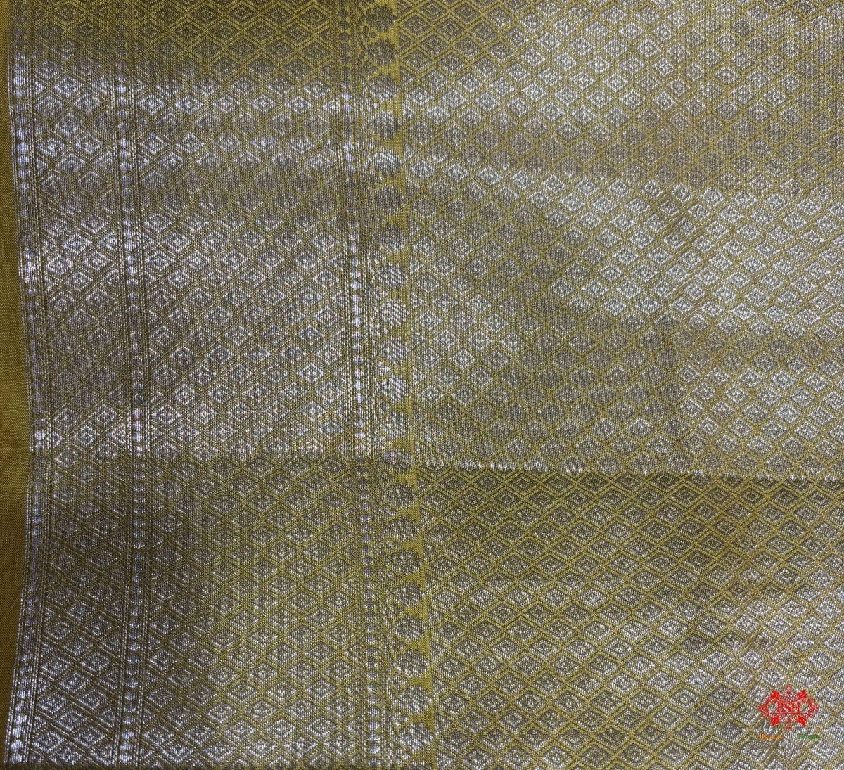 Shade Of Yellow With Blue Border Pure Dupion Silk Saree - Bharat Silk House Dupion Silk