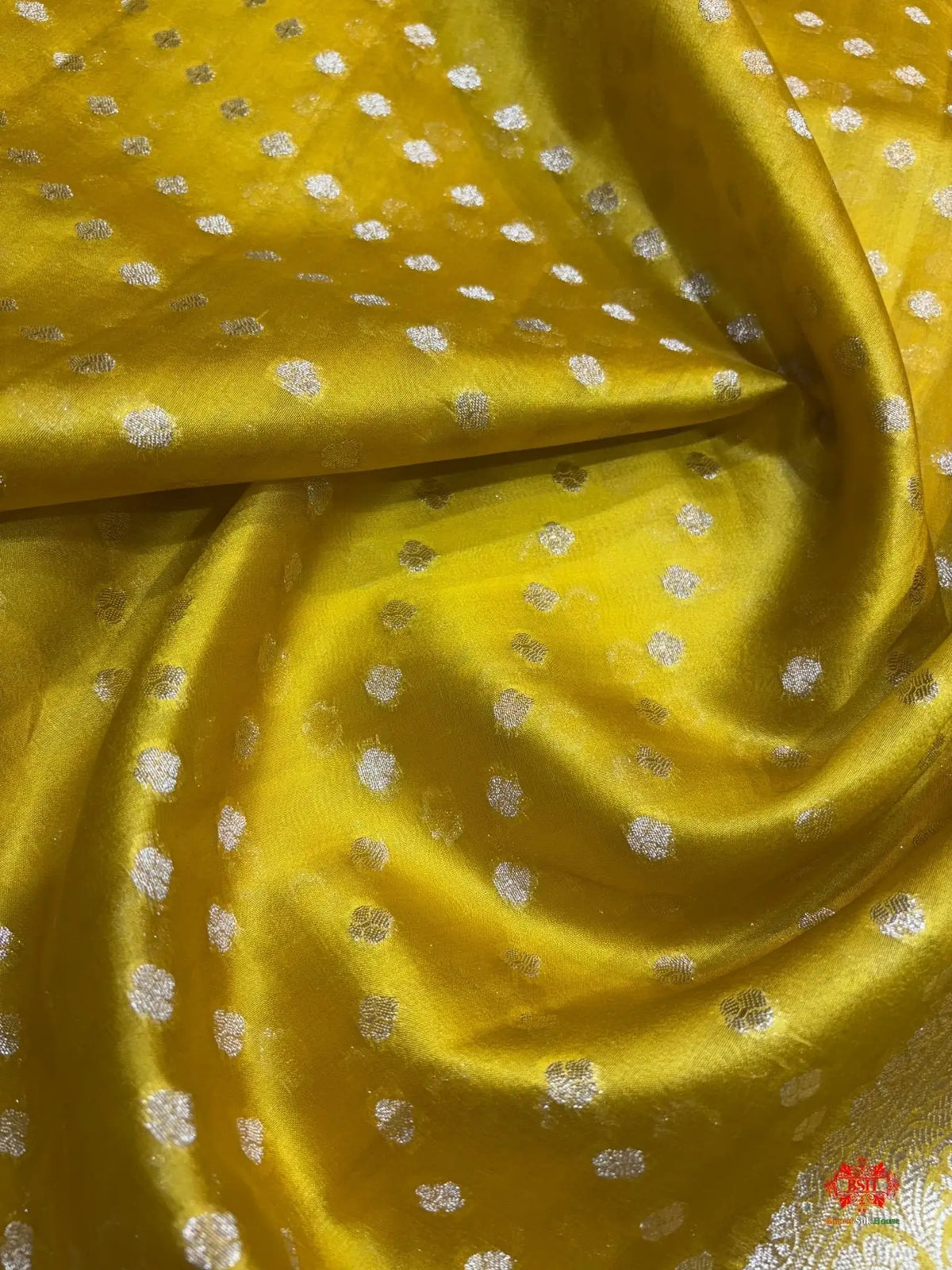 Shade Of Yellow With Blue Border Pure Dupion Silk Saree - Bharat Silk House Dupion Silk