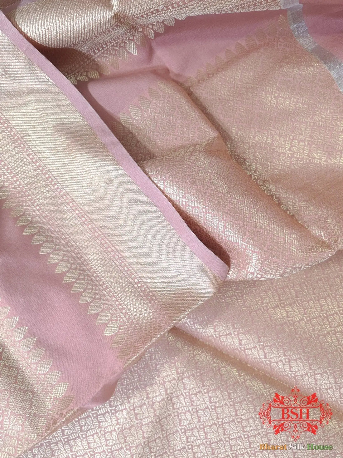 Shades Of Baby Pink Banarasi Brocade Semi Silk Dupatta - Bharat Silk House Semi-Silk