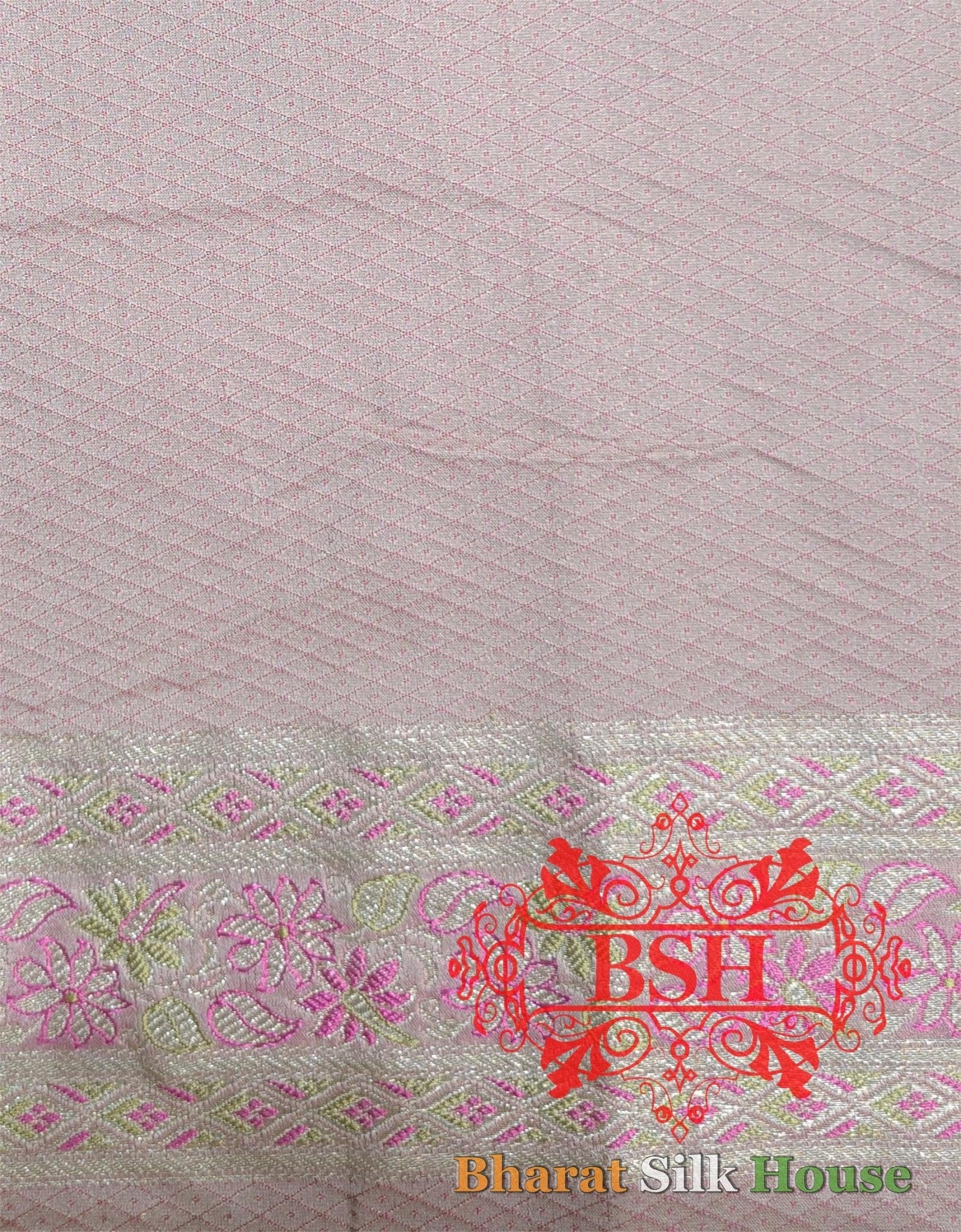 Shades Of Baby Pink Dohri Zari Tanchoi Silk Saree - Bharat Silk House Tanchoi katan