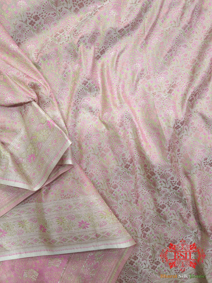 Shades Of Baby Pink Dohri Zari Tanchoi Silk Saree - Bharat Silk House Tanchoi katan