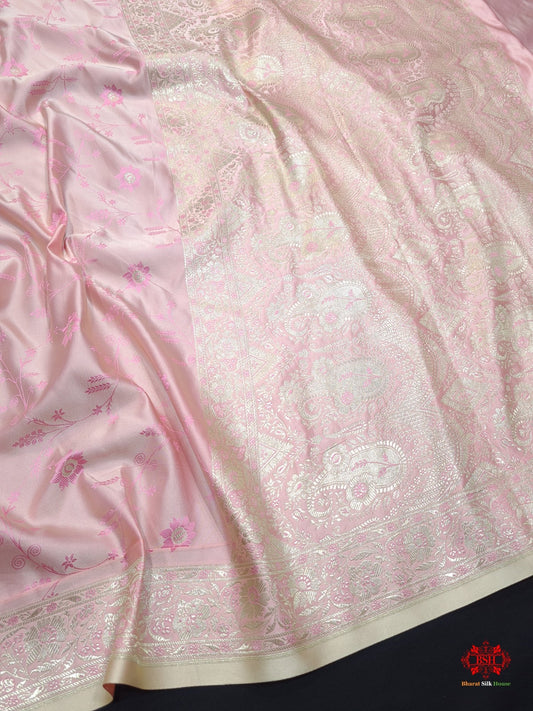 Shades Of Baby Pink Single Zari Tanchoi Silk Saree - Bharat Silk House Tanchoi katan