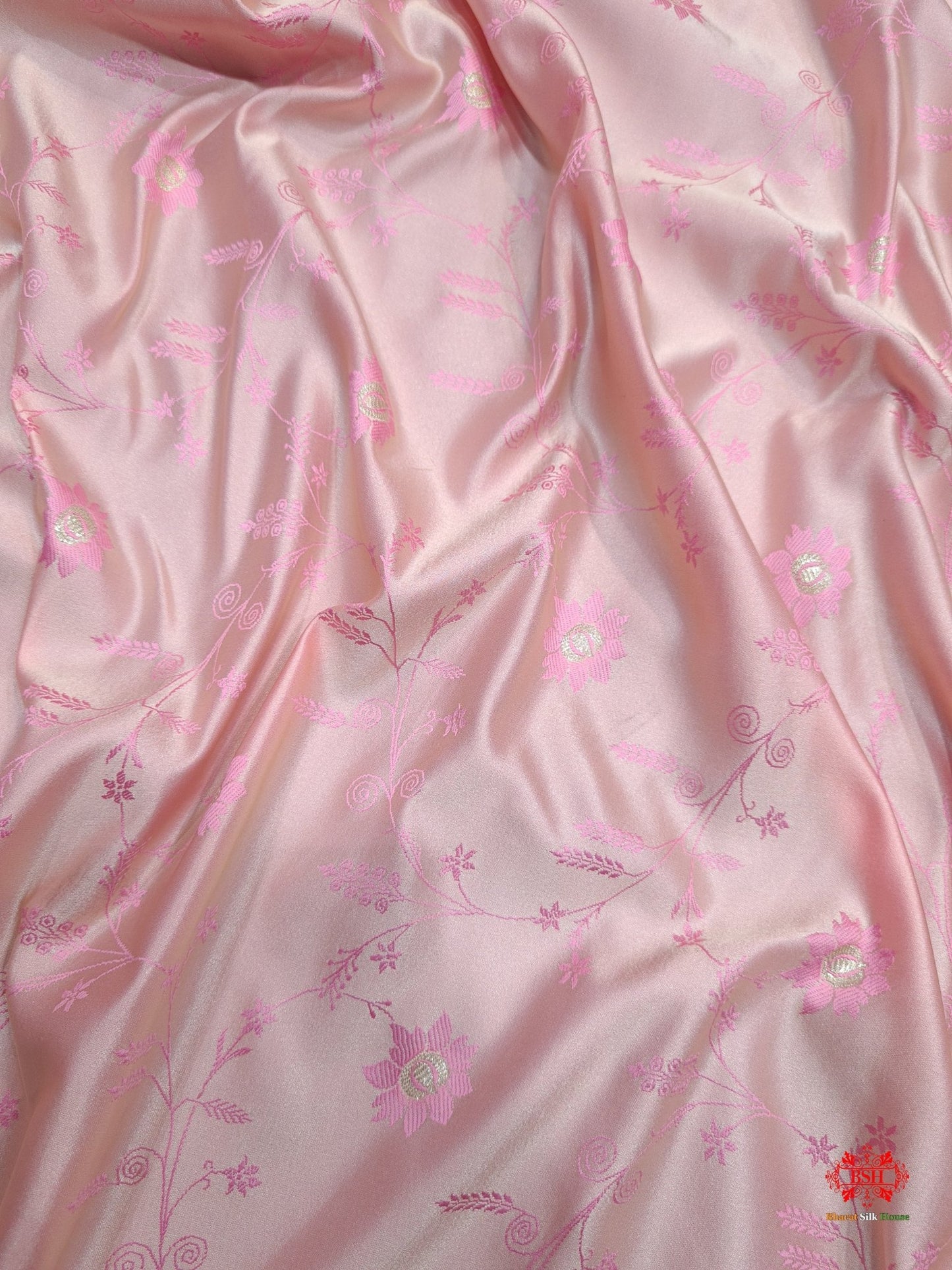 Shades Of Baby Pink Single Zari Tanchoi Silk Saree - Bharat Silk House Tanchoi katan