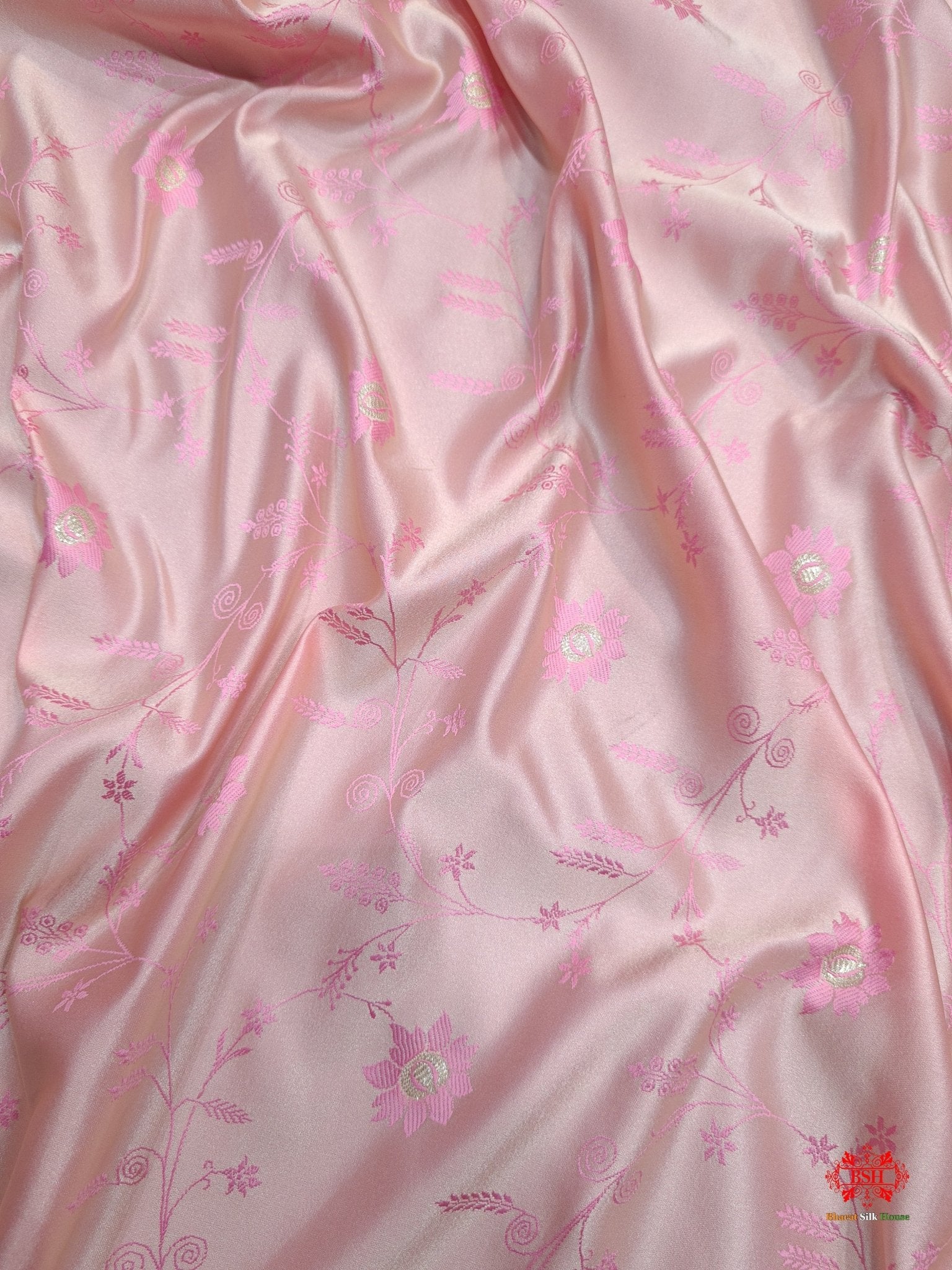 Shades Of Baby Pink Single Zari Tanchoi Silk Saree - Bharat Silk House Tanchoi katan