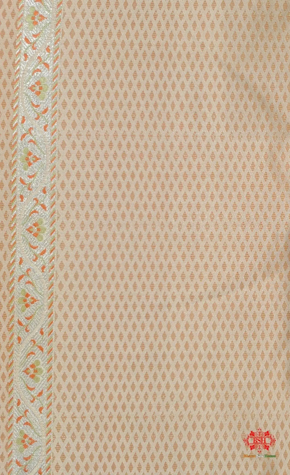 Shades Of Beige Dohri Resham Zari Booti Tanchoi Silk Saree - Bharat Silk House Tanchoi katan