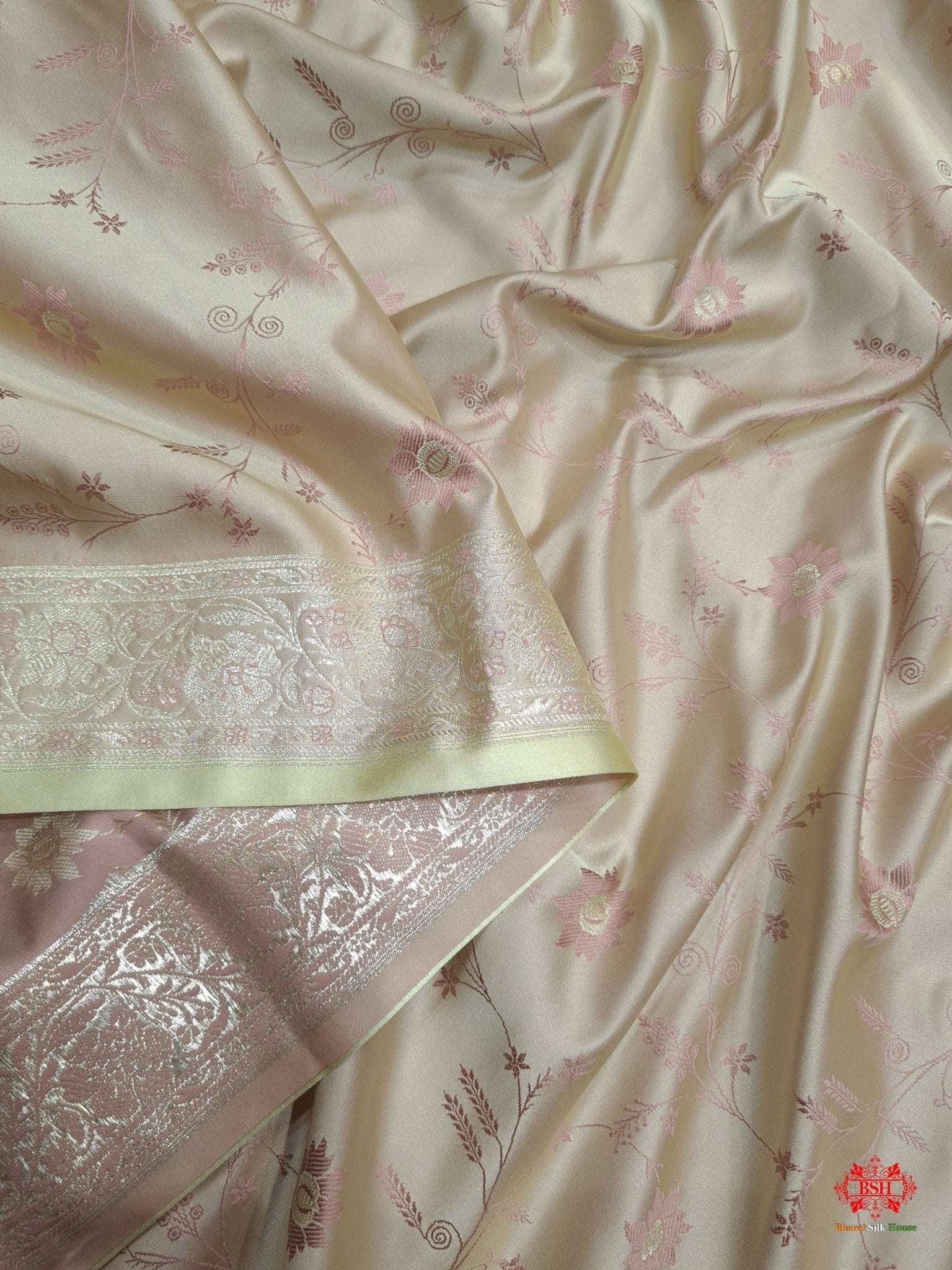 Shades Of Beige Single Zari Tanchoi Silk Saree - Bharat Silk House Tanchoi katan