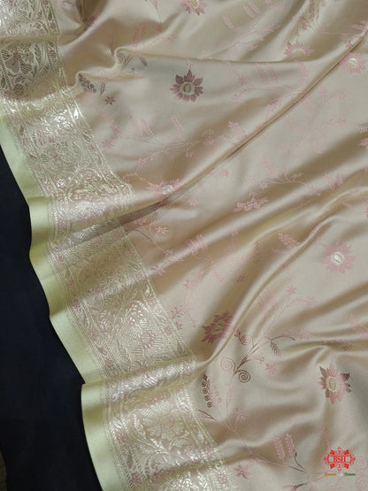 Shades Of Beige Single Zari Tanchoi Silk Saree - Bharat Silk House Tanchoi katan