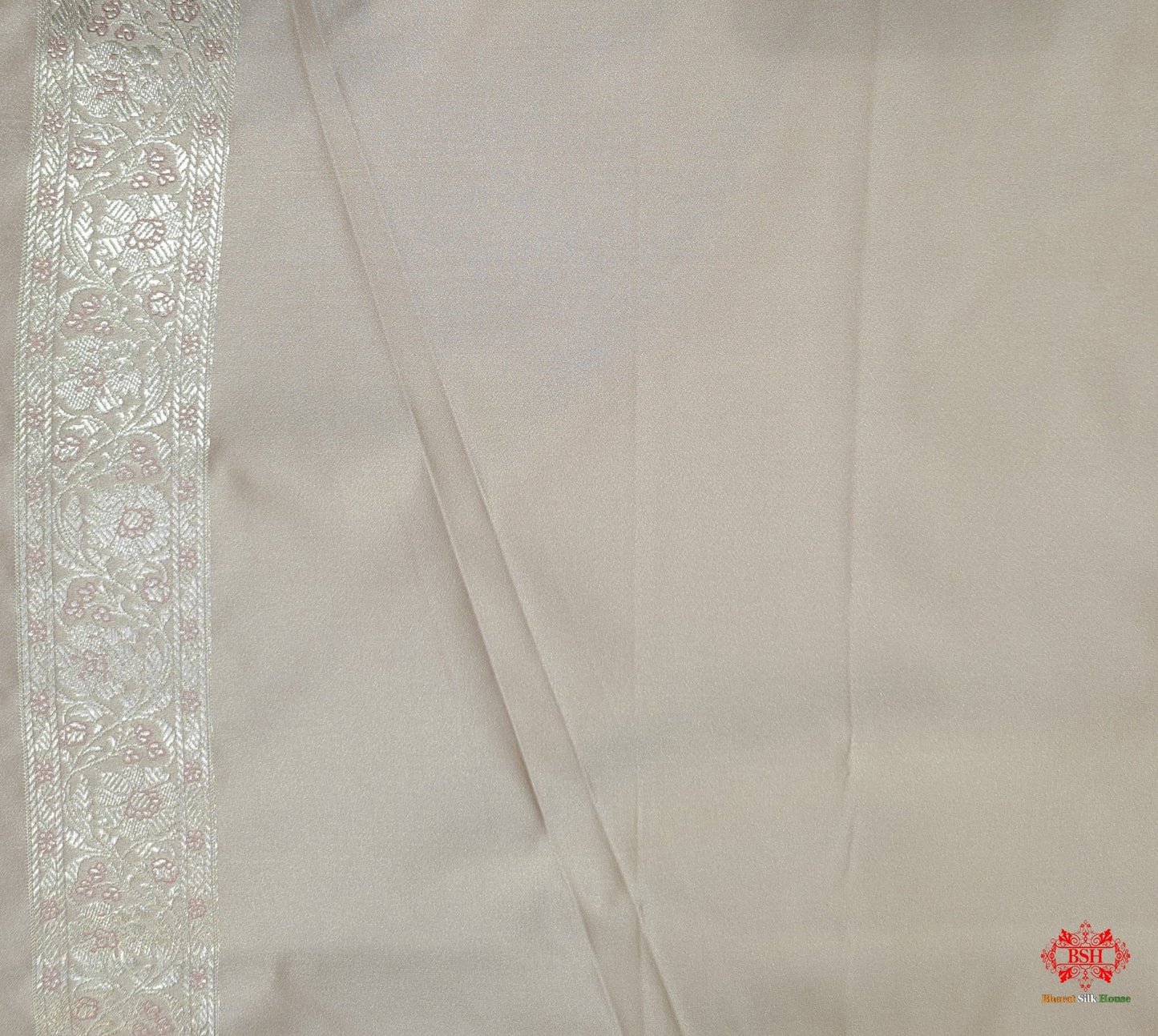 Shades Of Beige Single Zari Tanchoi Silk Saree - Bharat Silk House Tanchoi katan