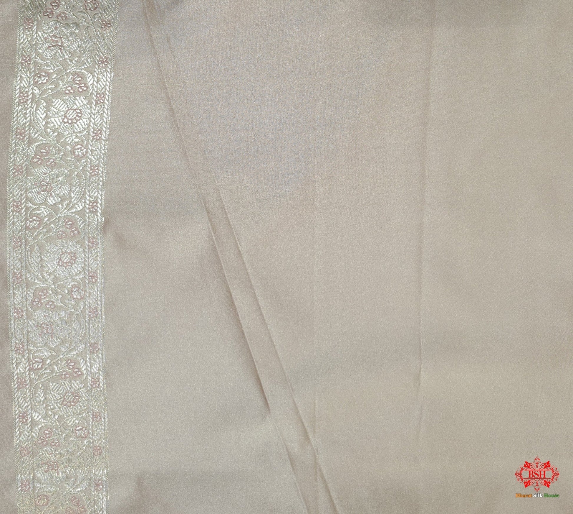 Shades Of Beige Single Zari Tanchoi Silk Saree - Bharat Silk House Tanchoi katan