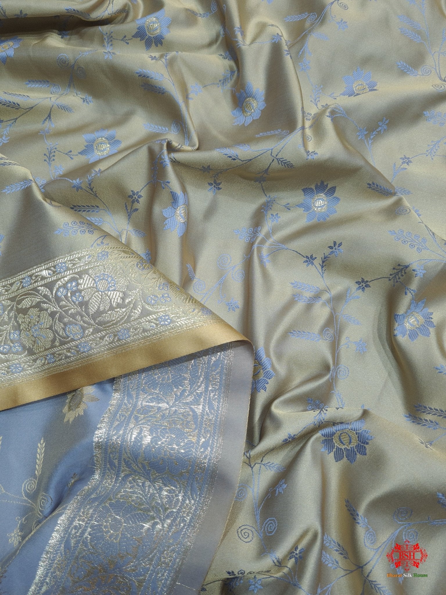 Shades Of Beige Single Zari Tanchoi Silk Saree - Bharat Silk House Tanchoi katan
