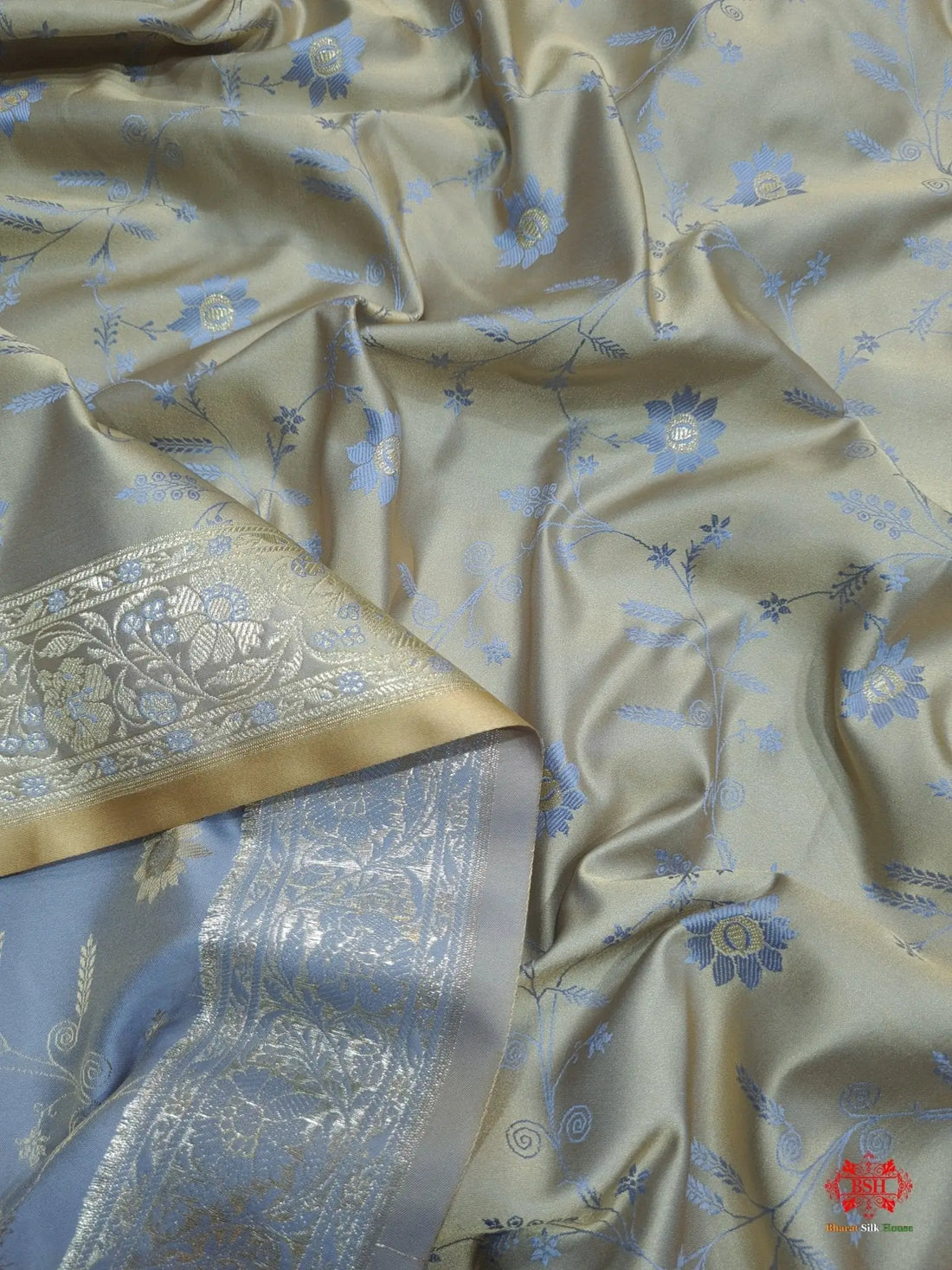 Shades Of Beige Single Zari Tanchoi Silk Saree - Bharat Silk House Tanchoi katan