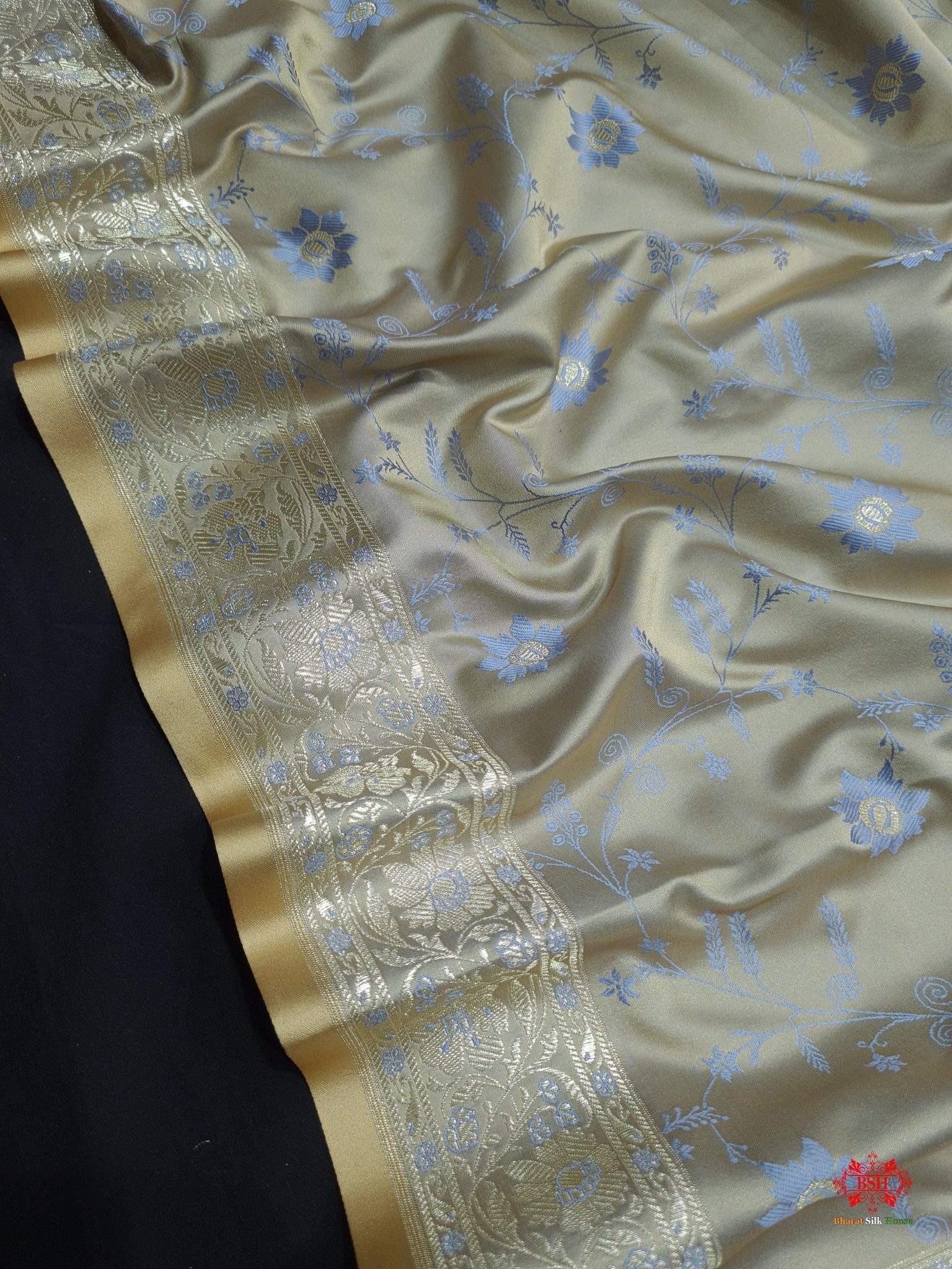 Shades Of Beige Single Zari Tanchoi Silk Saree - Bharat Silk House Tanchoi katan