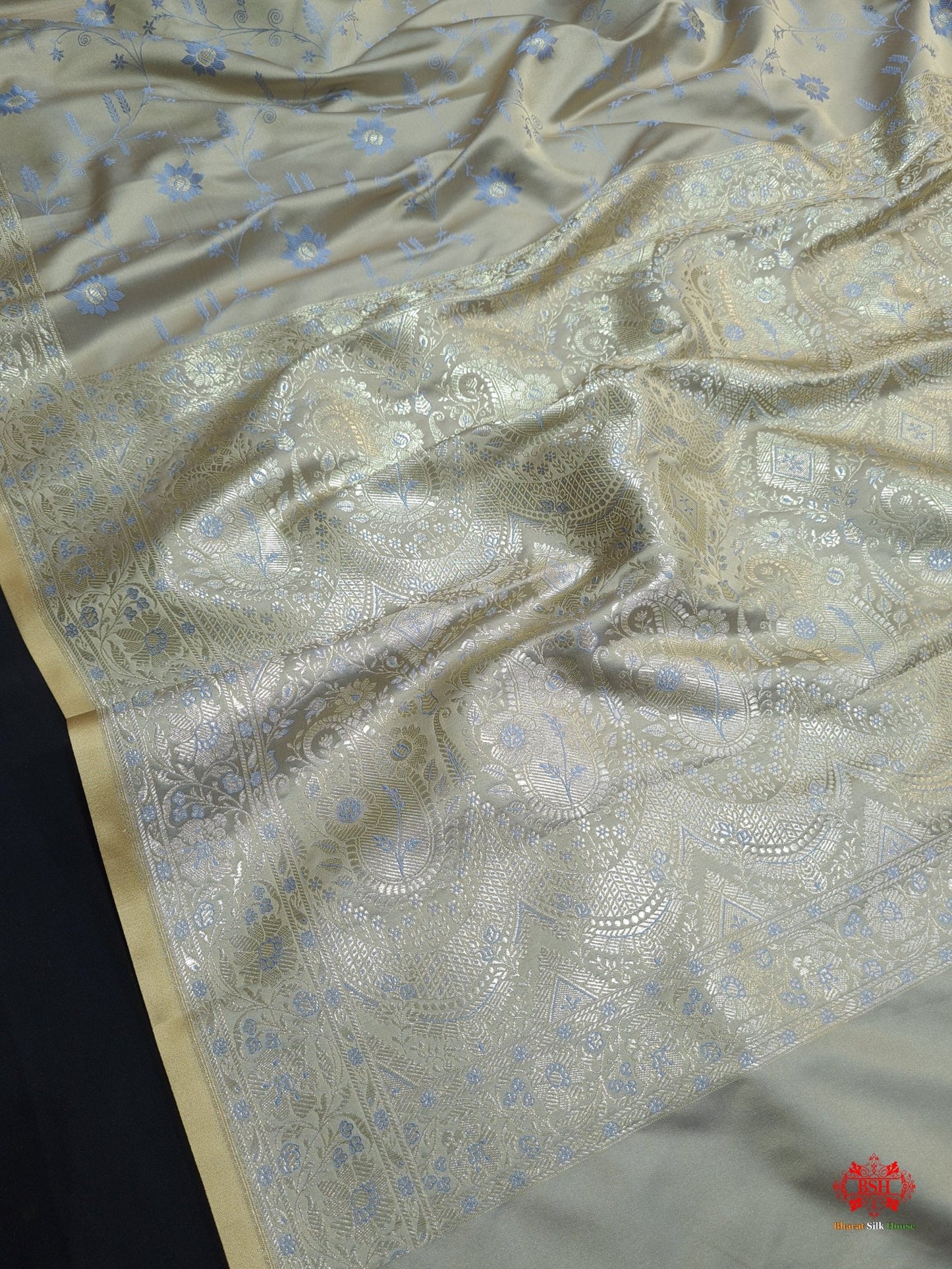 Shades Of Beige Single Zari Tanchoi Silk Saree - Bharat Silk House Tanchoi katan