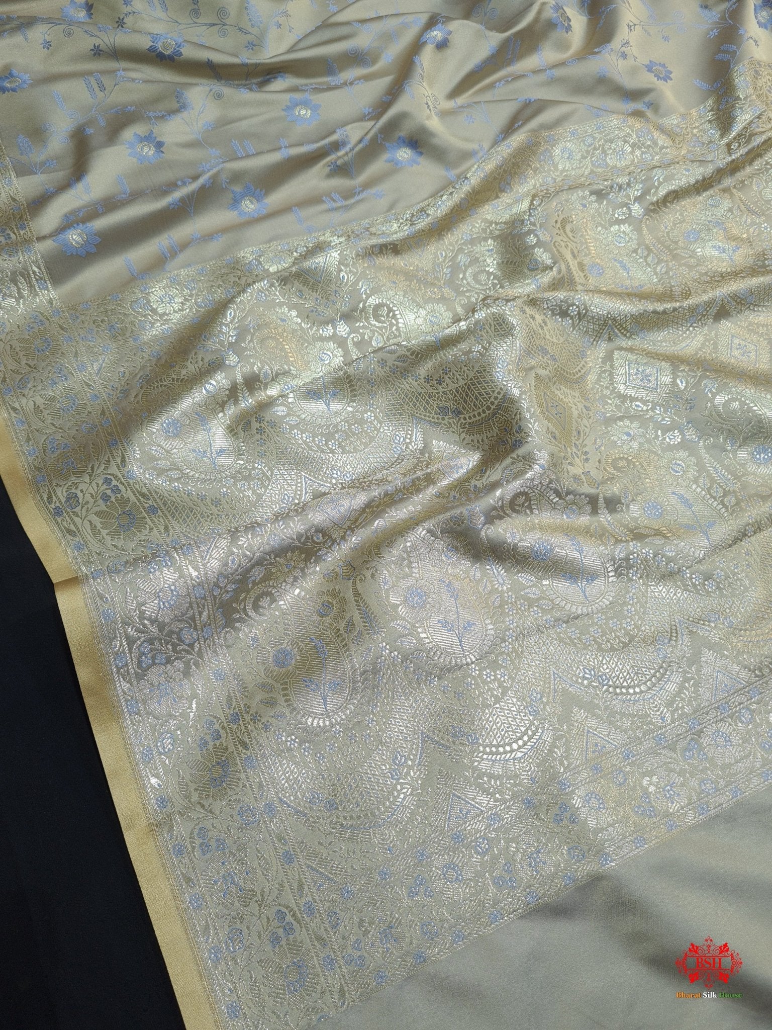 Shades Of Beige Single Zari Tanchoi Silk Saree - Bharat Silk House Tanchoi katan