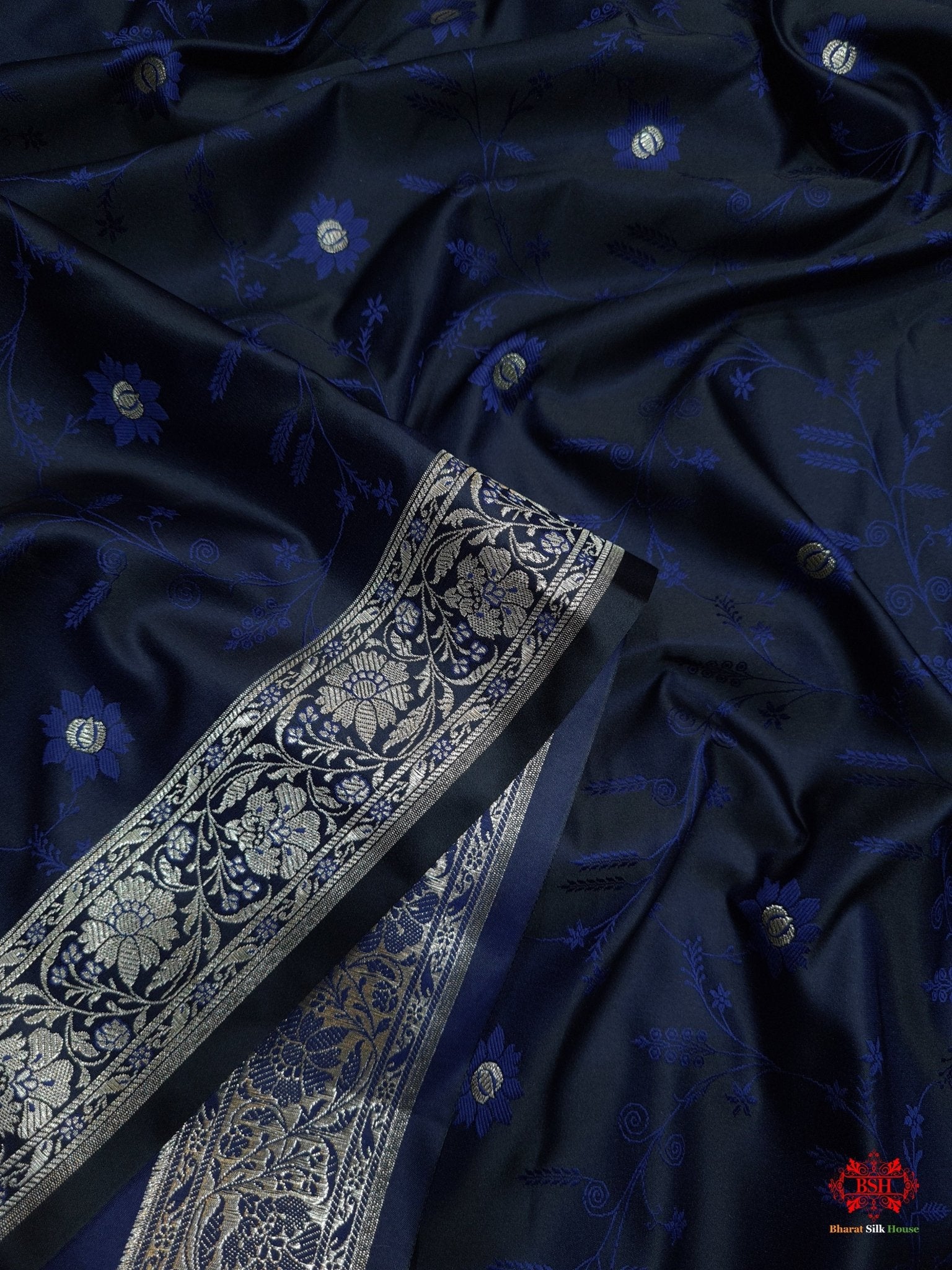 Shades Of Blue Single Zari Tanchoi Silk Saree - Bharat Silk House Tanchoi katan