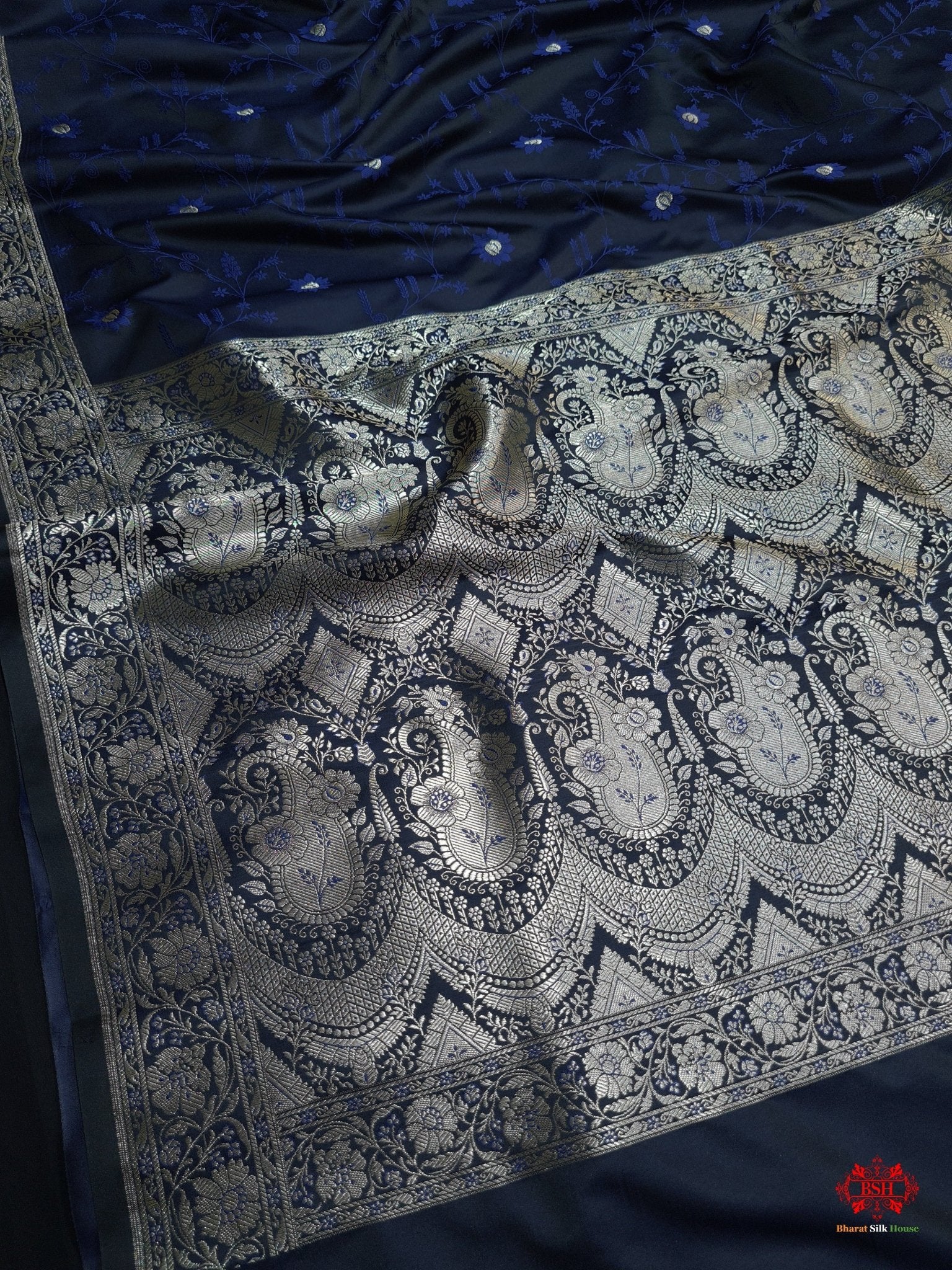 Shades Of Blue Single Zari Tanchoi Silk Saree - Bharat Silk House Tanchoi katan