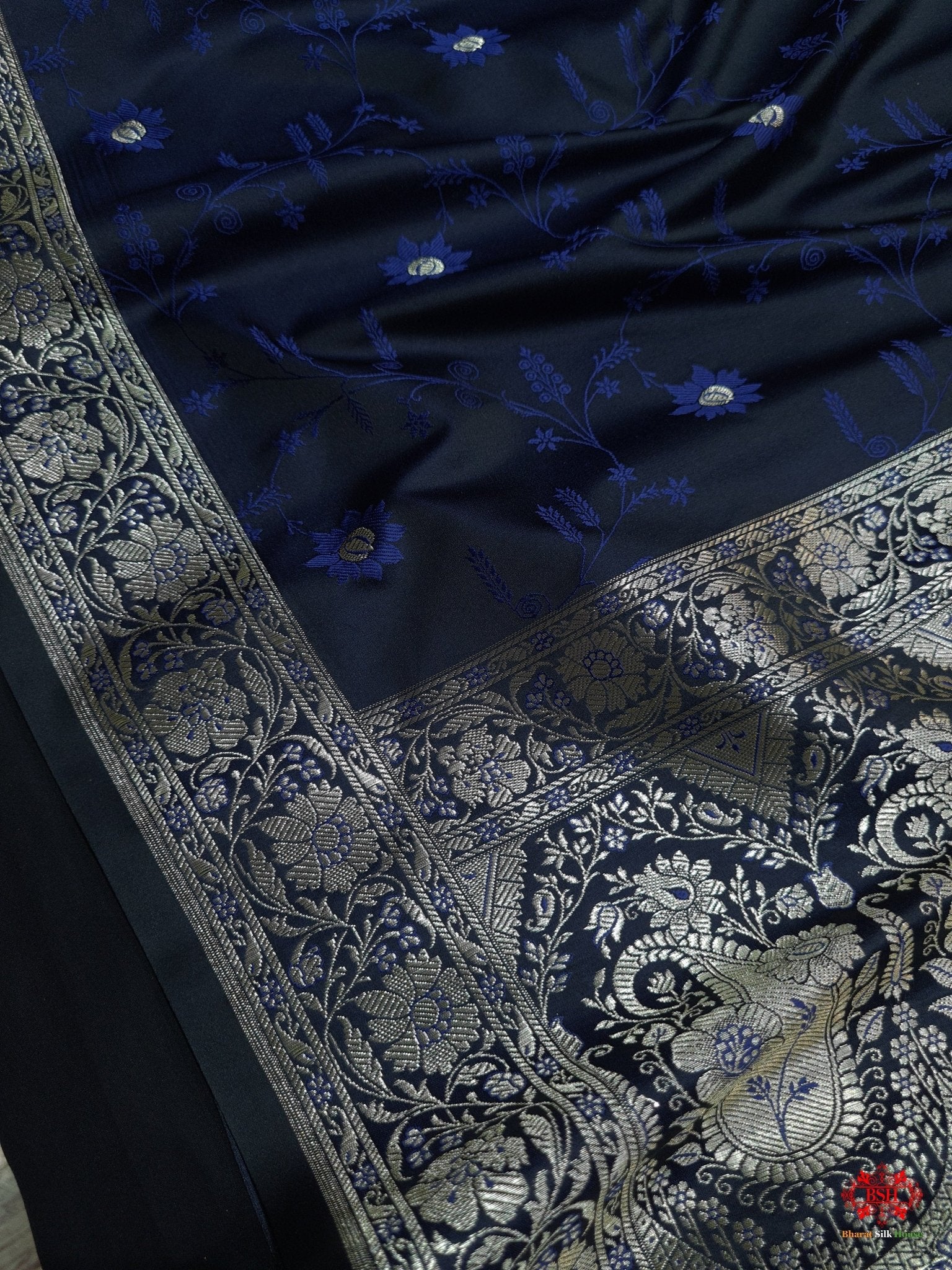 Shades Of Blue Single Zari Tanchoi Silk Saree - Bharat Silk House Tanchoi katan