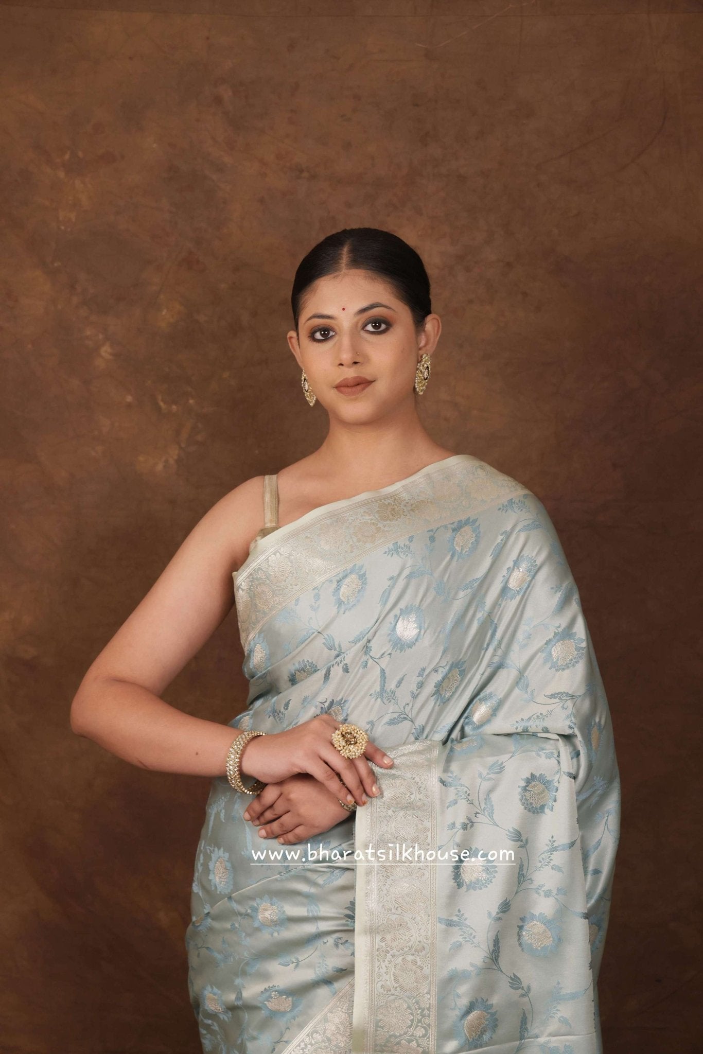 Shades Of Gray Single Zari Tanchoi Silk Saree - Bharat Silk House Tanchoi katan