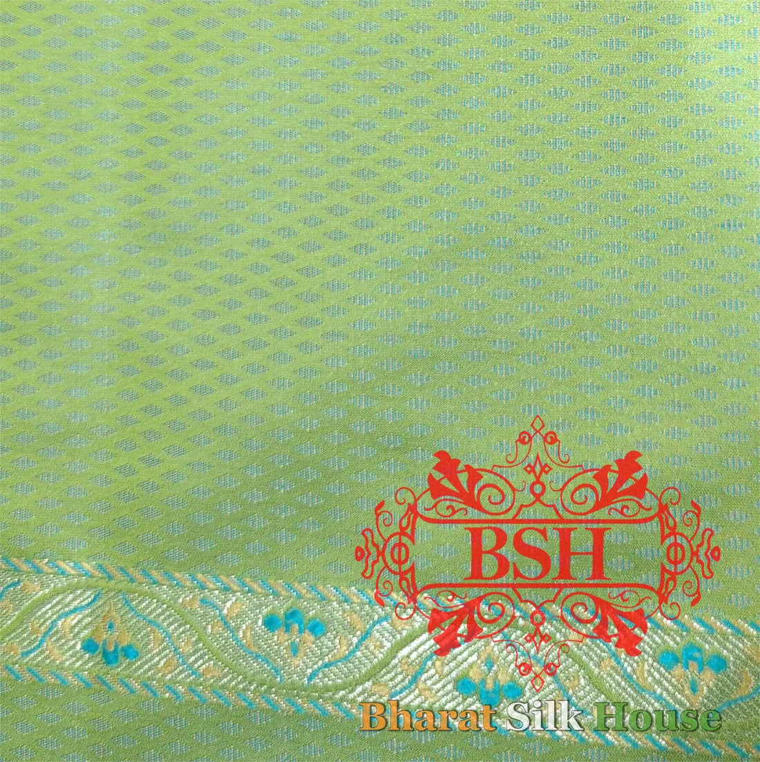 Shades Of Green Dohri Resham Zari Booti Tanchoi Silk Saree - Bharat Silk House Semi-Silk