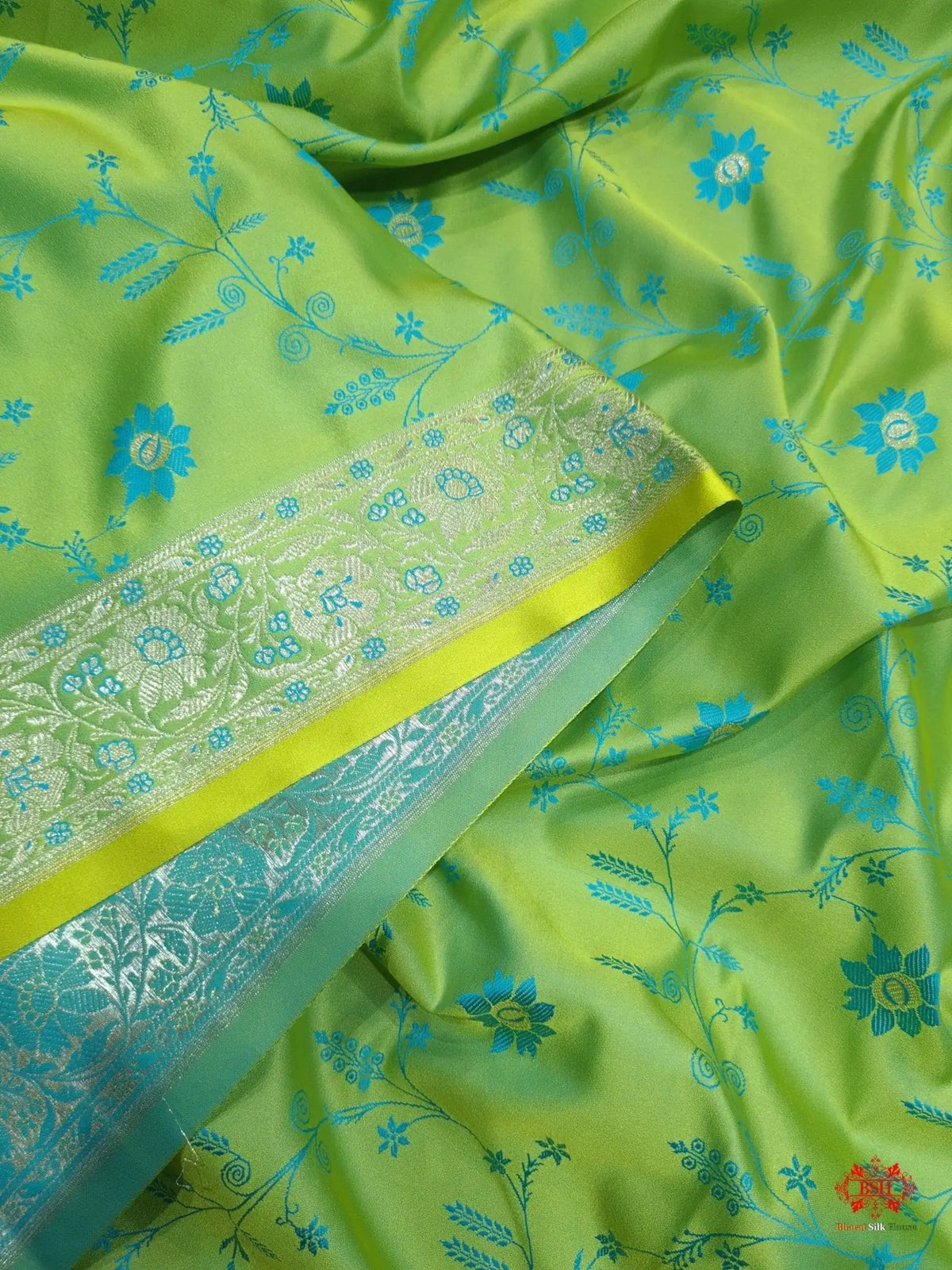Shades Of Green Single Zari Tanchoi Silk Saree - Bharat Silk House Tanchoi katan