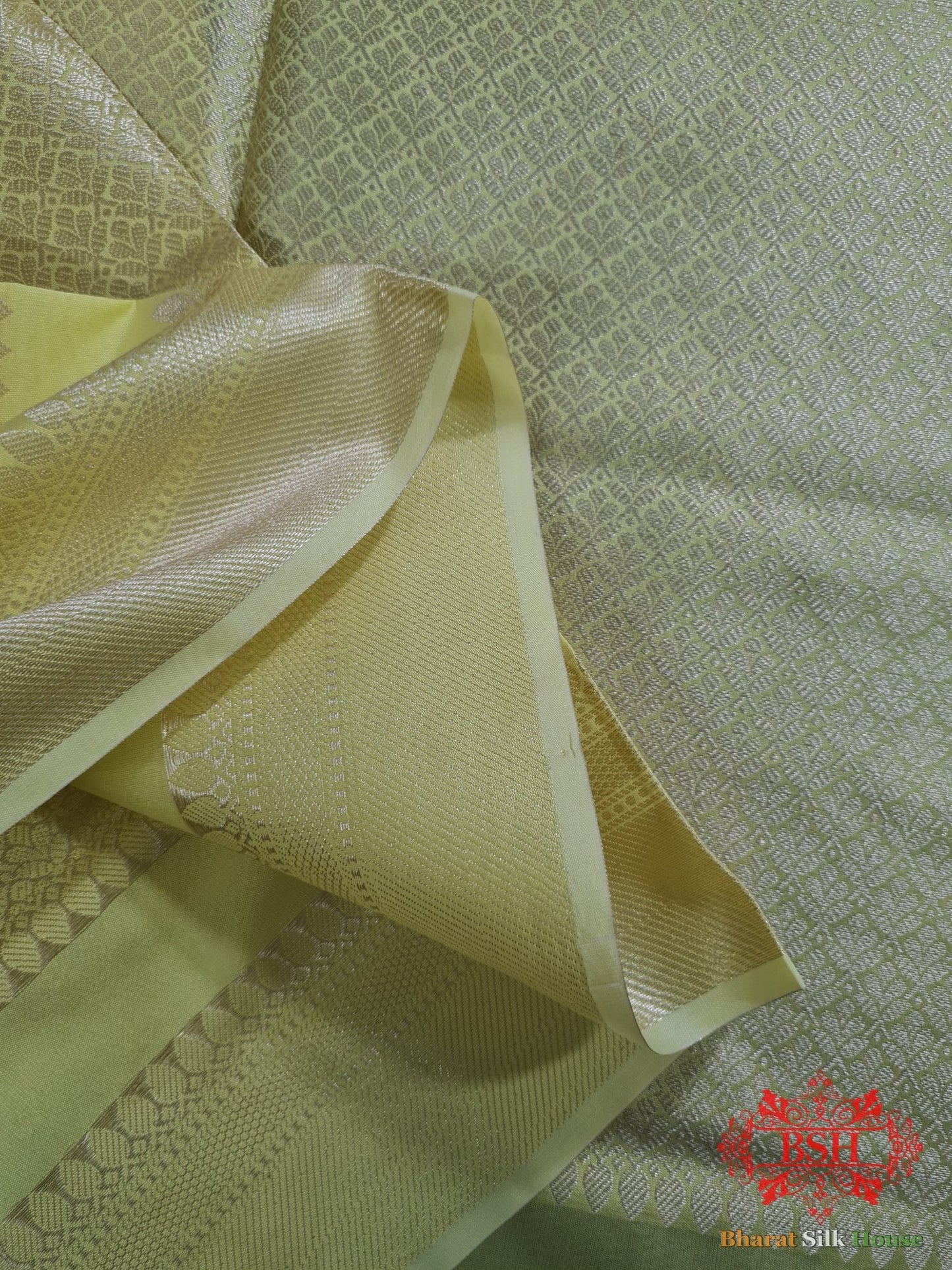 Shades Of LemonYellow Banarasi Brocade Semi Silk Dupattaa - Bharat Silk House Semi Dupatte