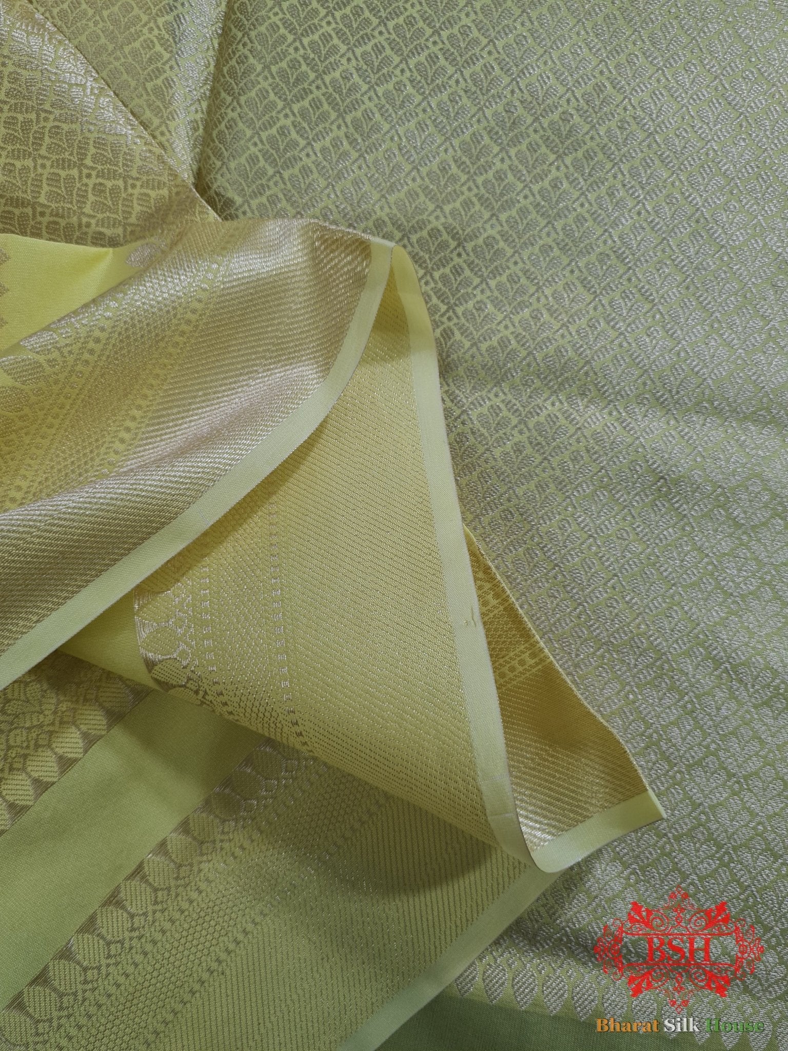 Shades Of LemonYellow Banarasi Brocade Semi Silk Dupattaa - Bharat Silk House Semi Dupatte