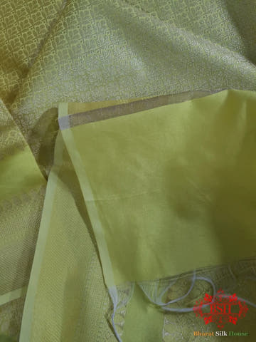 Shades Of LemonYellow Banarasi Brocade Semi Silk Dupattaa - Bharat Silk House Semi Dupatte