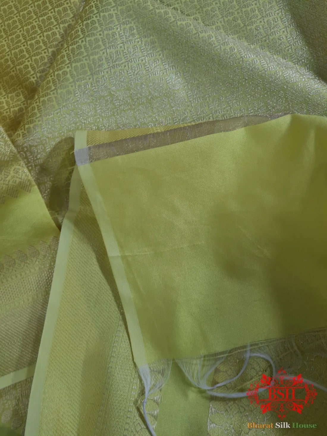 Shades Of LemonYellow Banarasi Brocade Semi Silk Dupattaa - Bharat Silk House Semi Dupatte