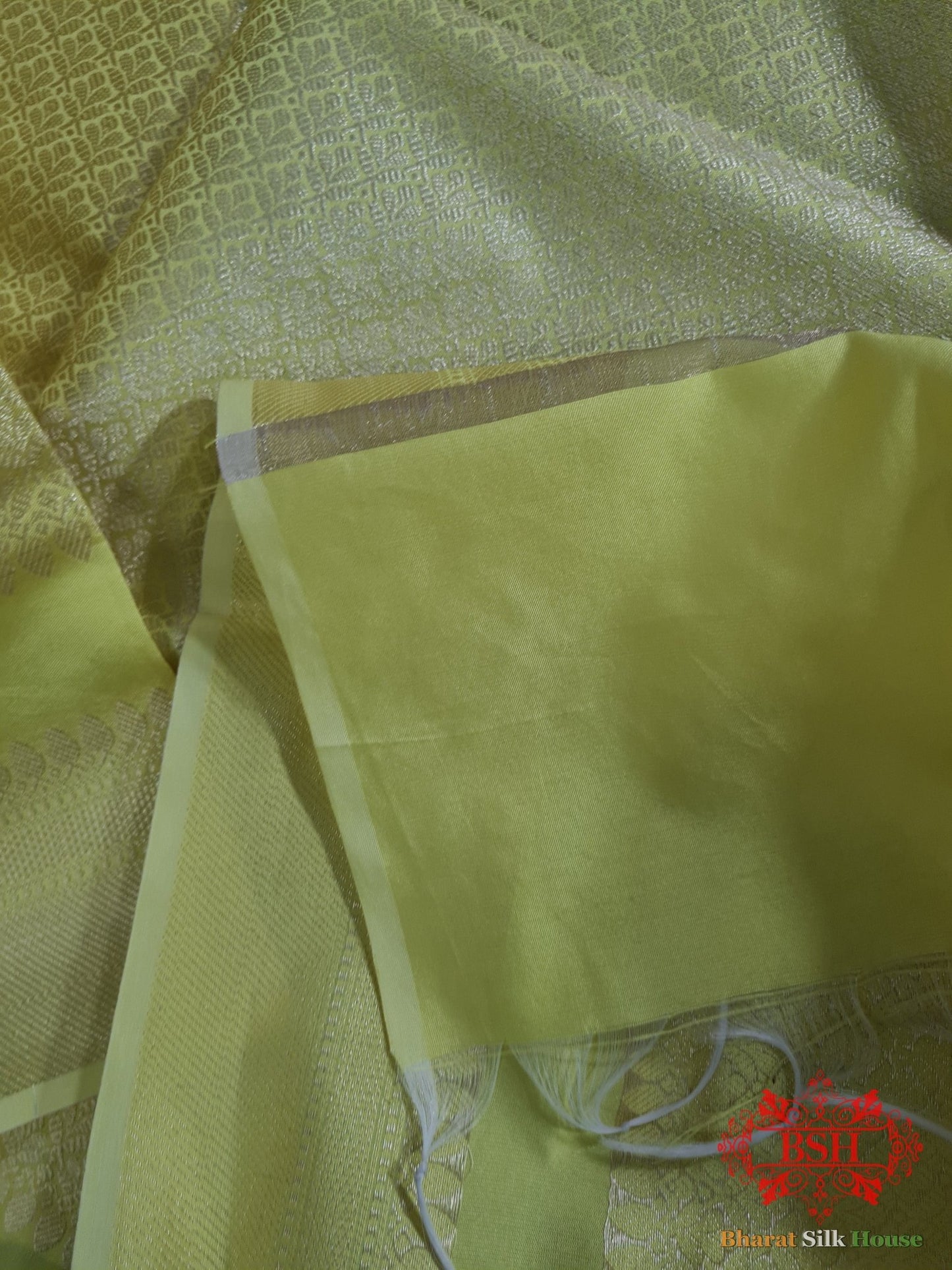Shades Of LemonYellow Banarasi Brocade Semi Silk Dupattaa - Bharat Silk House Semi Dupatte