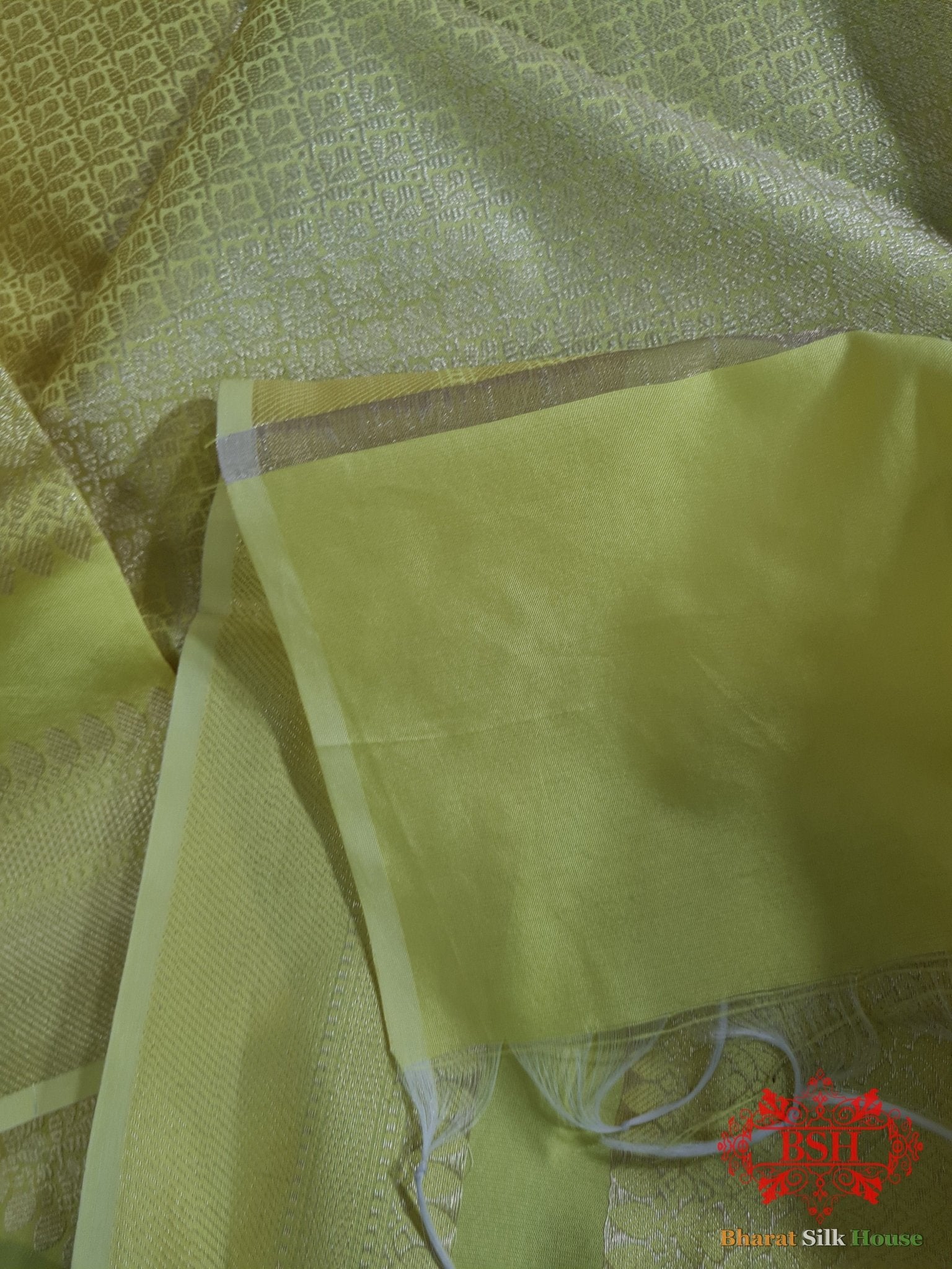 Shades Of LemonYellow Banarasi Brocade Semi Silk Dupattaa - Bharat Silk House Semi Dupatte