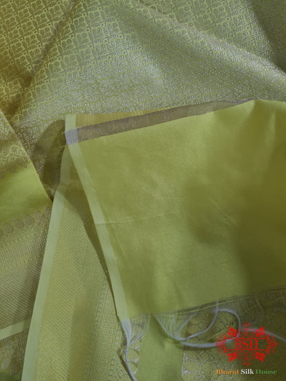 Shades Of LemonYellow Banarasi Brocade Semi Silk Dupattaa - Bharat Silk House Semi Dupatte