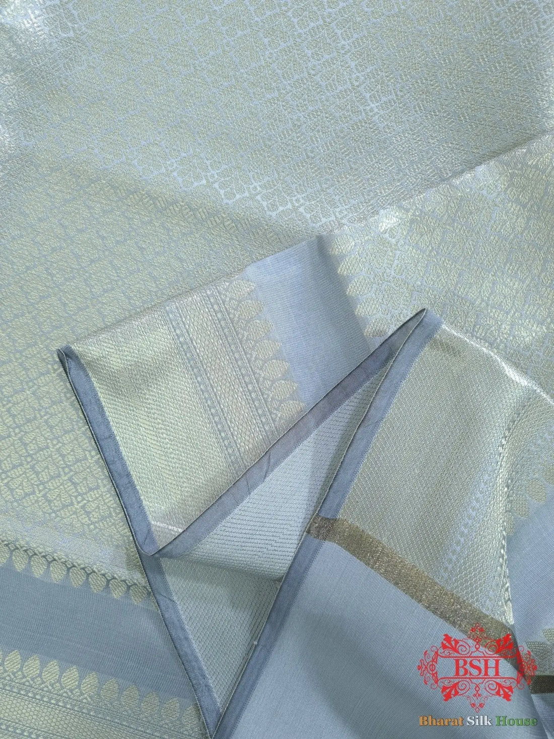 Shades Of Light Grey Banarasi Brocade Semi Silk Dupatta - Bharat Silk House Semi Dupatte
