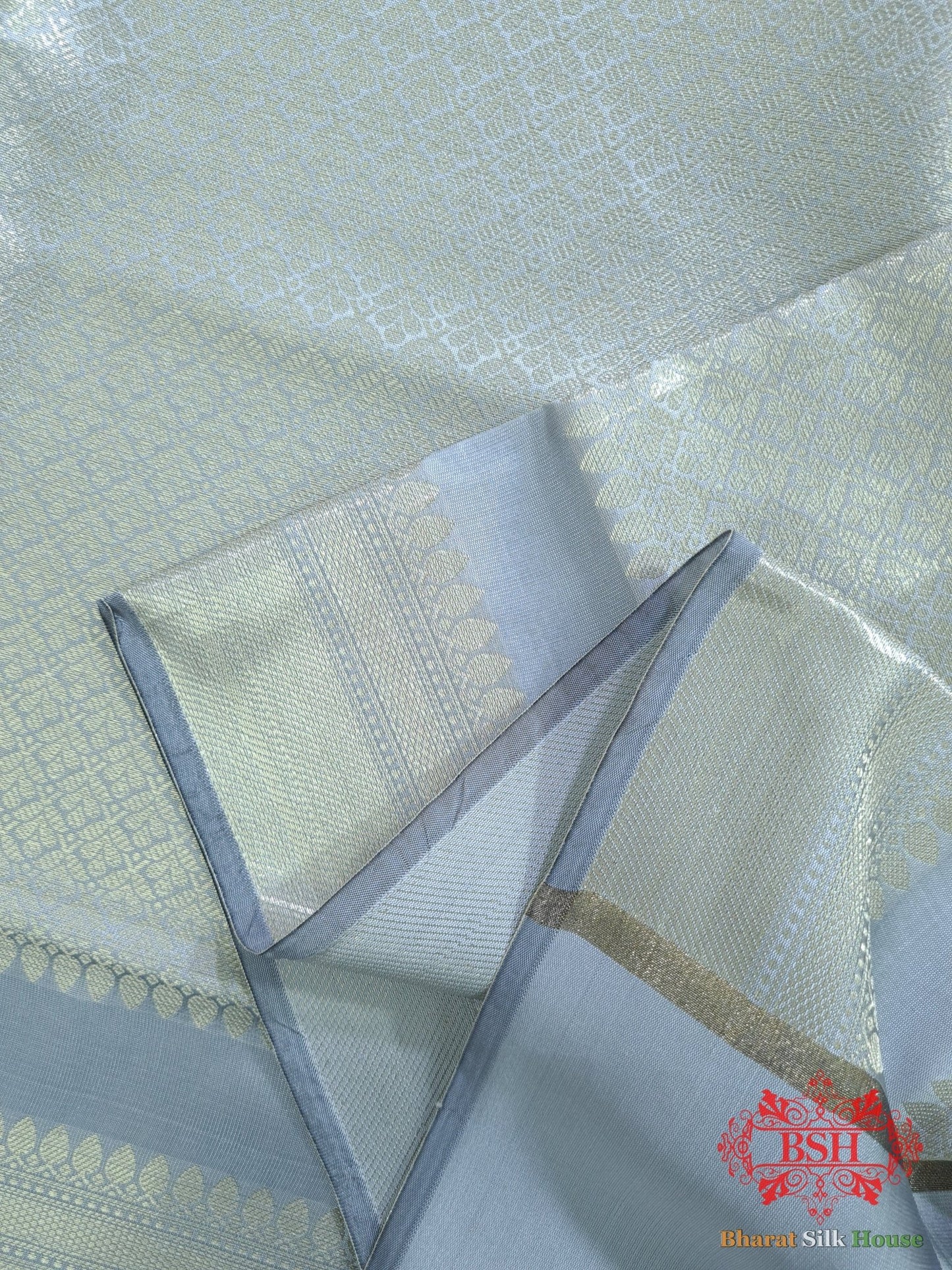 Shades Of Light Grey Banarasi Brocade Semi Silk Dupatta - Bharat Silk House Semi Dupatte