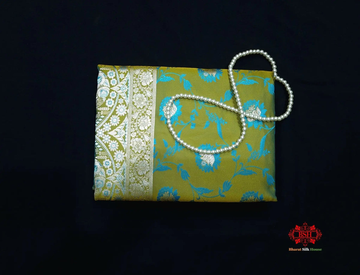 Shades Of Menhndi Green Single Zari Tanchoi Silk Saree - Bharat Silk House Tanchoi katan