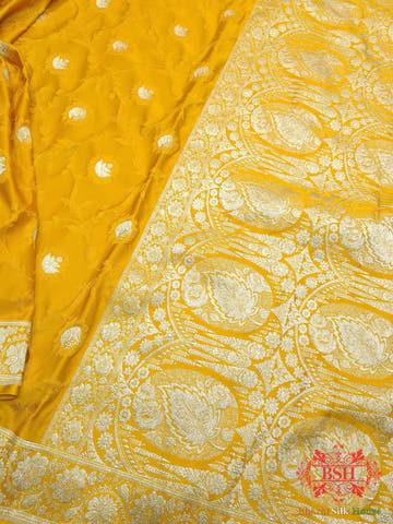 Shades Of Mustard Yellow Single Zari Tanchoi Silk Saree - Bharat Silk House Tanchoi katan