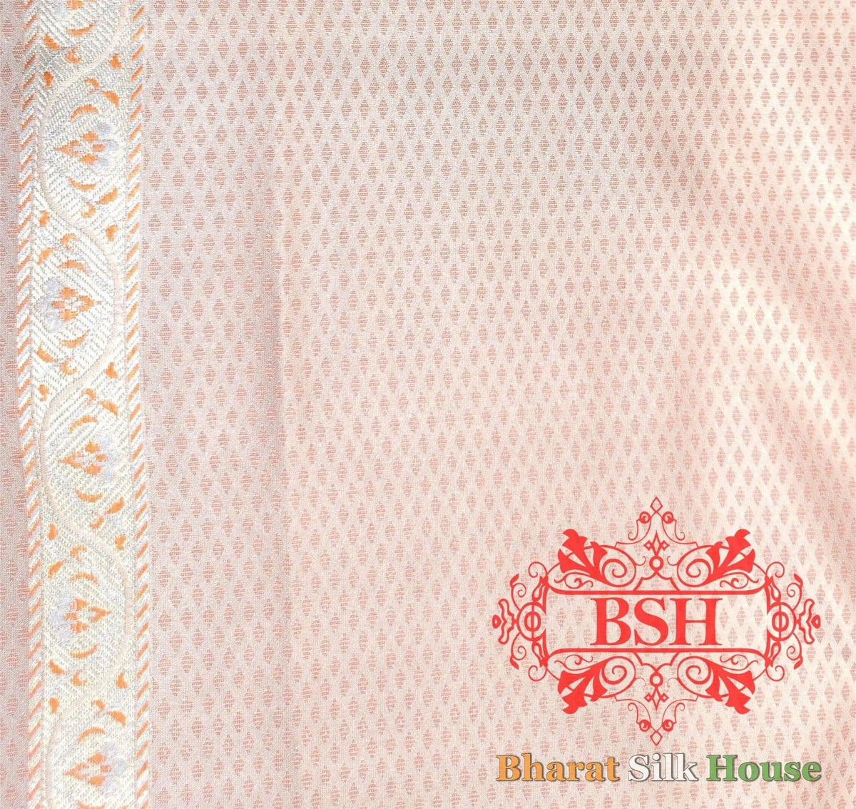 Shades Of Peach Dohri Resham Zari Booti Tanchoi Silk Saree - Bharat Silk House Semi-Silk