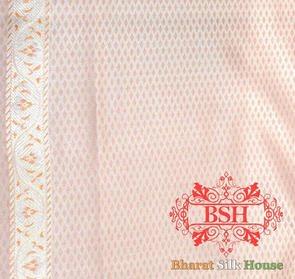Shades Of Peach Dohri Resham Zari Booti Tanchoi Silk Saree - Bharat Silk House Semi-Silk